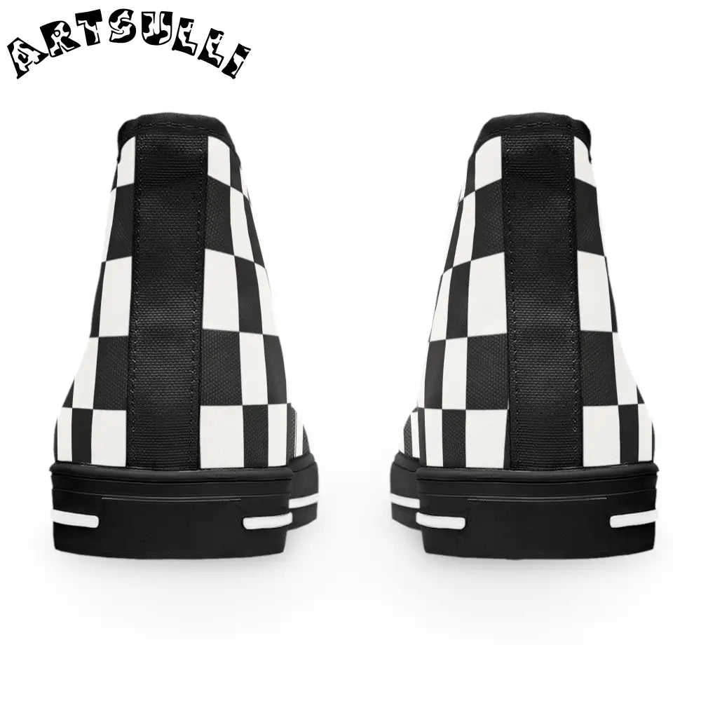 JAKKOUTTHEBXX Checkerboard White and Black Women’s High Top Sneakers