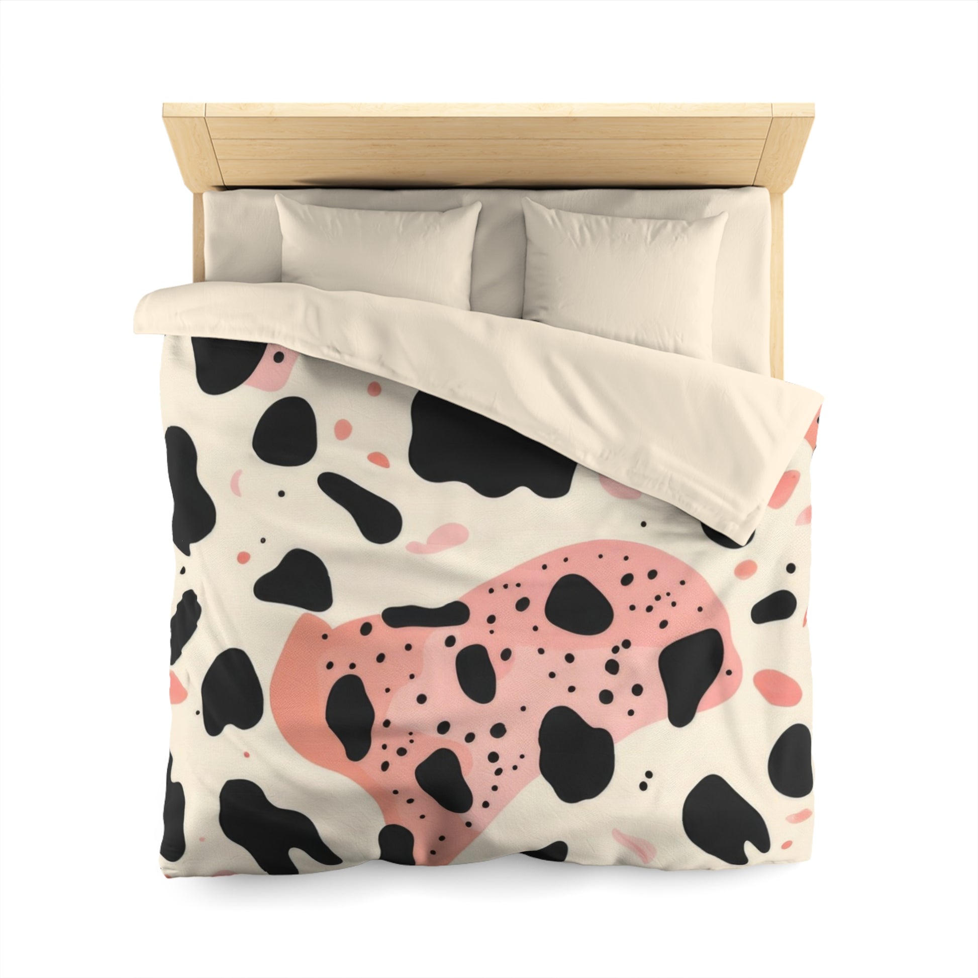 Organic Cow Print Cream and Pink Microfiber Duvet Cover, Artsulli - Art is Long, Life is Short, Home Decor, , , , , , , 