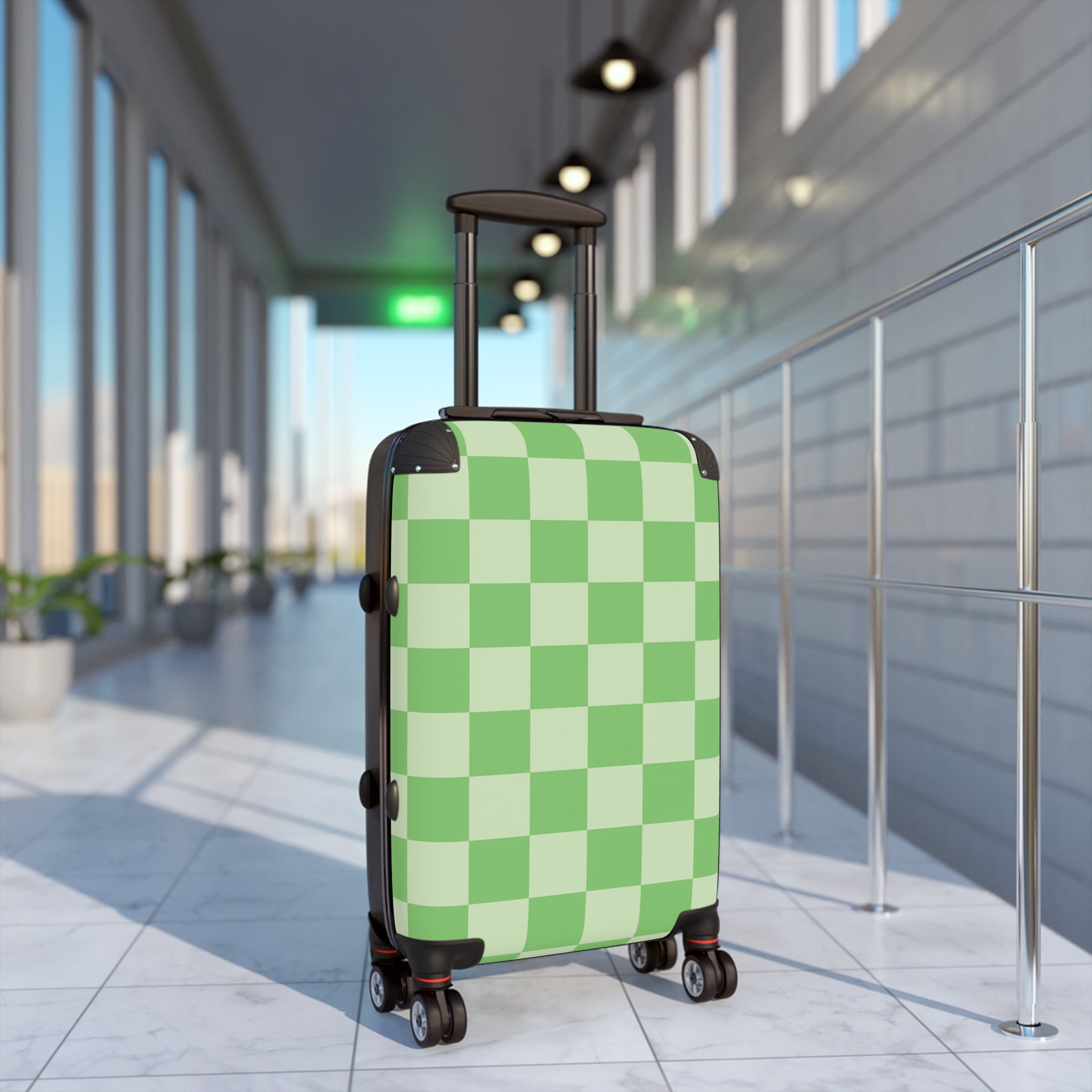 Checkerboard Green Suitcase, Artsulli - Art is Long, Life is Short, Bags, , , , , , , 