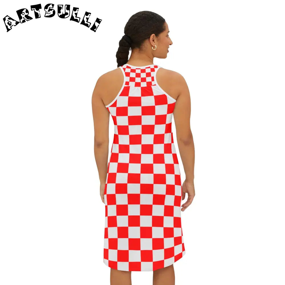 JAKKOUTTHEBXX Checkerboard Red and White Women’s Racerback Dress