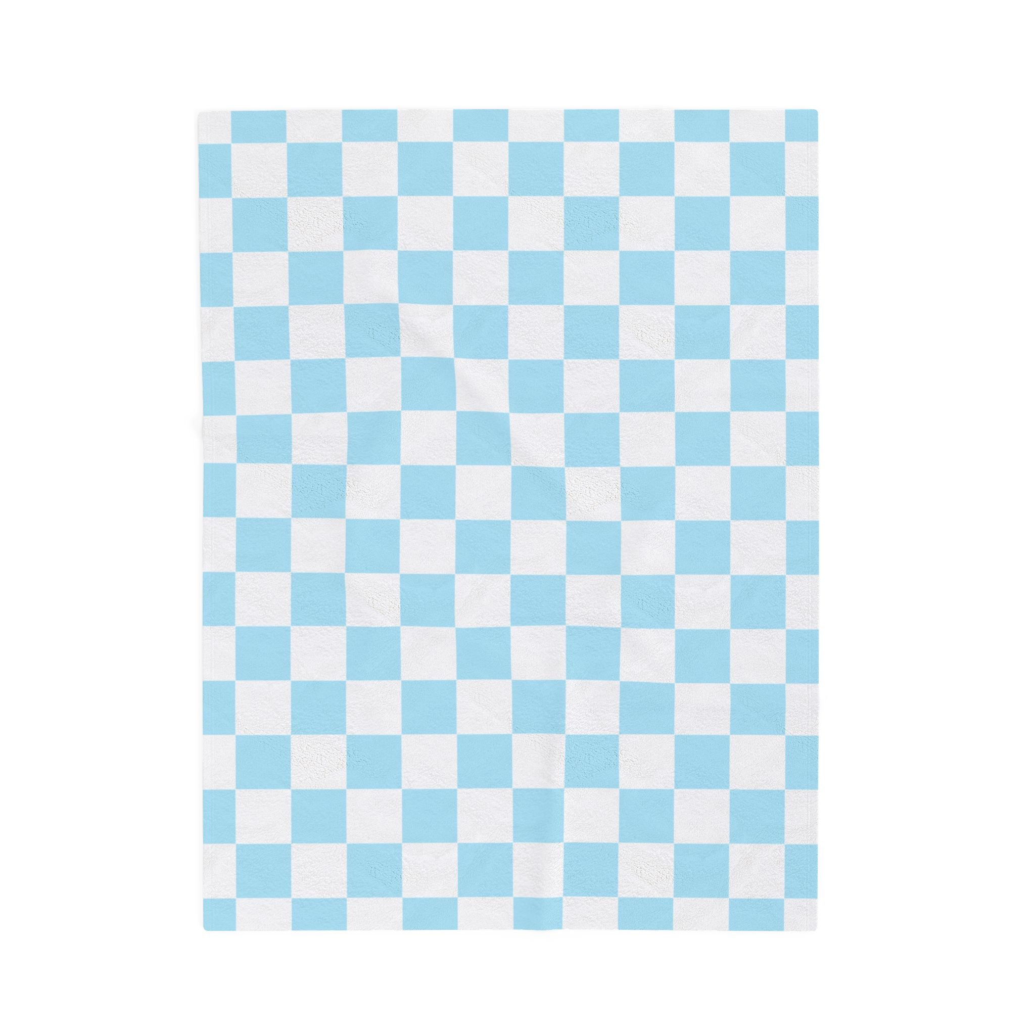 Checkerboard Sky Blue Velveteen Plush Blanket, Artsulli - Art is Long, Life is Short, All Over Prints, Size, 30" × 40", , , , , 17954518909730182464