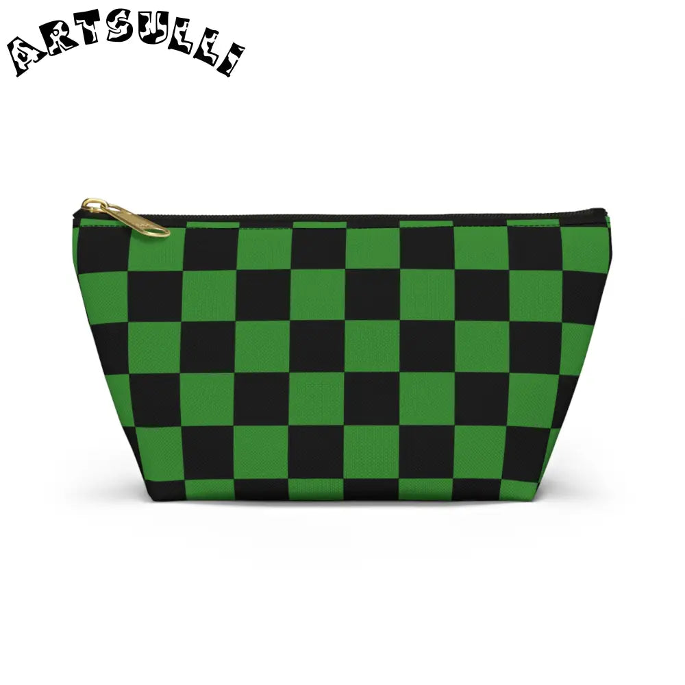 JAKKOUTTHEBXX Checkerboard Green and Black Accessory Pouch w