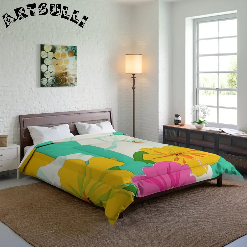 JAKKOUTTHEBXX Colorful Floral Stripe Duvet Cover - JAKKOUTTHEBXX