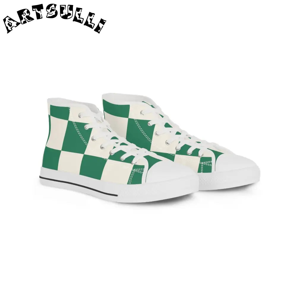 JAKKOUTTHEBXX Checkerboard Dark Green Men’s High Top Sneakers