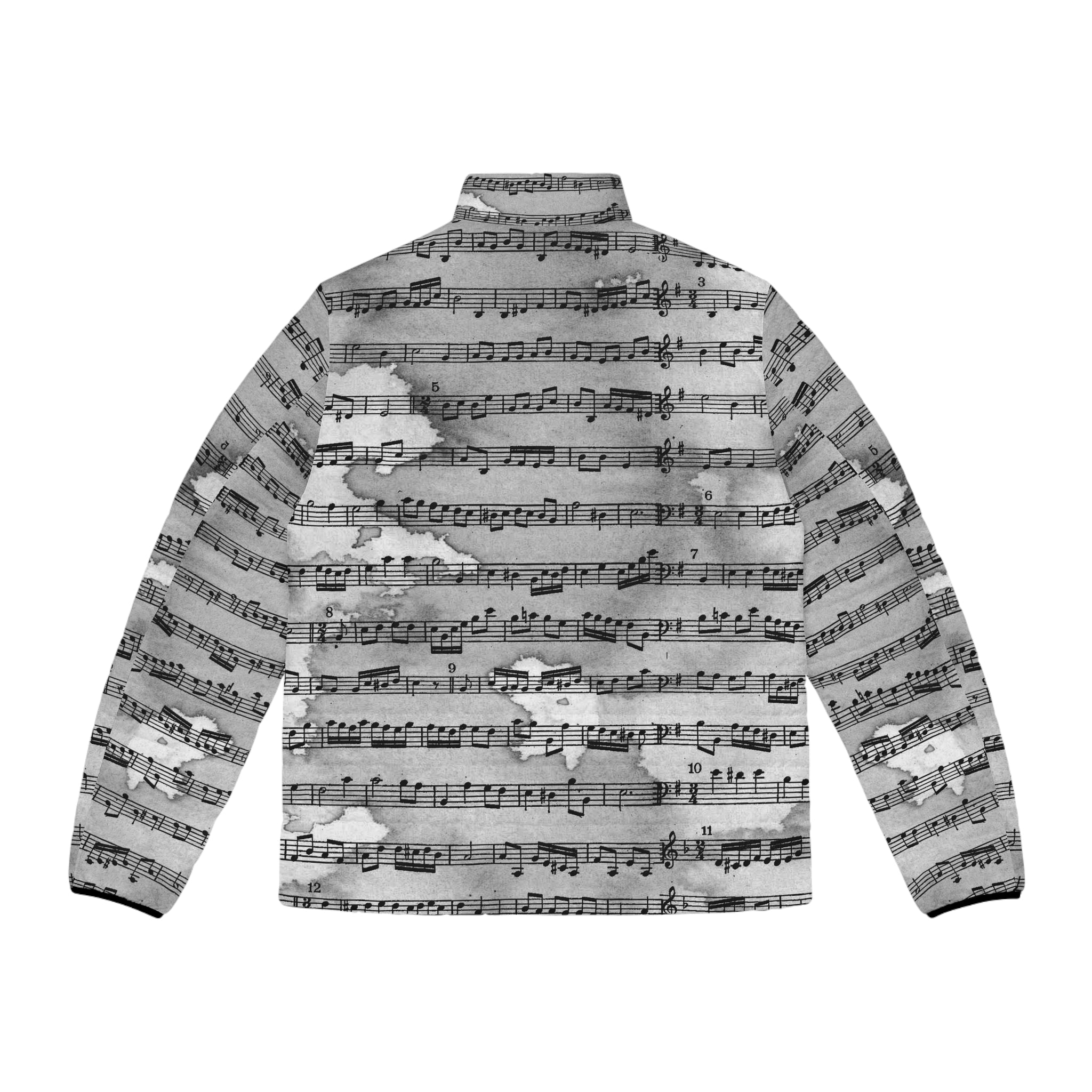 Drip Spill Type Beat Sheet Music Black Men's Puffer Jacket (AOP), Artsulli - Art is Long, Life is Short, All Over Prints, , , , , , , 