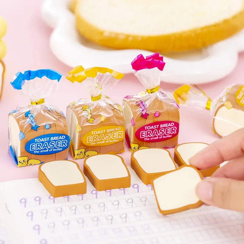 Buy The Best By Artsulli - Art is Long Life Short - 4Pcs/Lot Cute Toast Bread Eraser School Stationery Creative Kids Writing Drawing Rubber