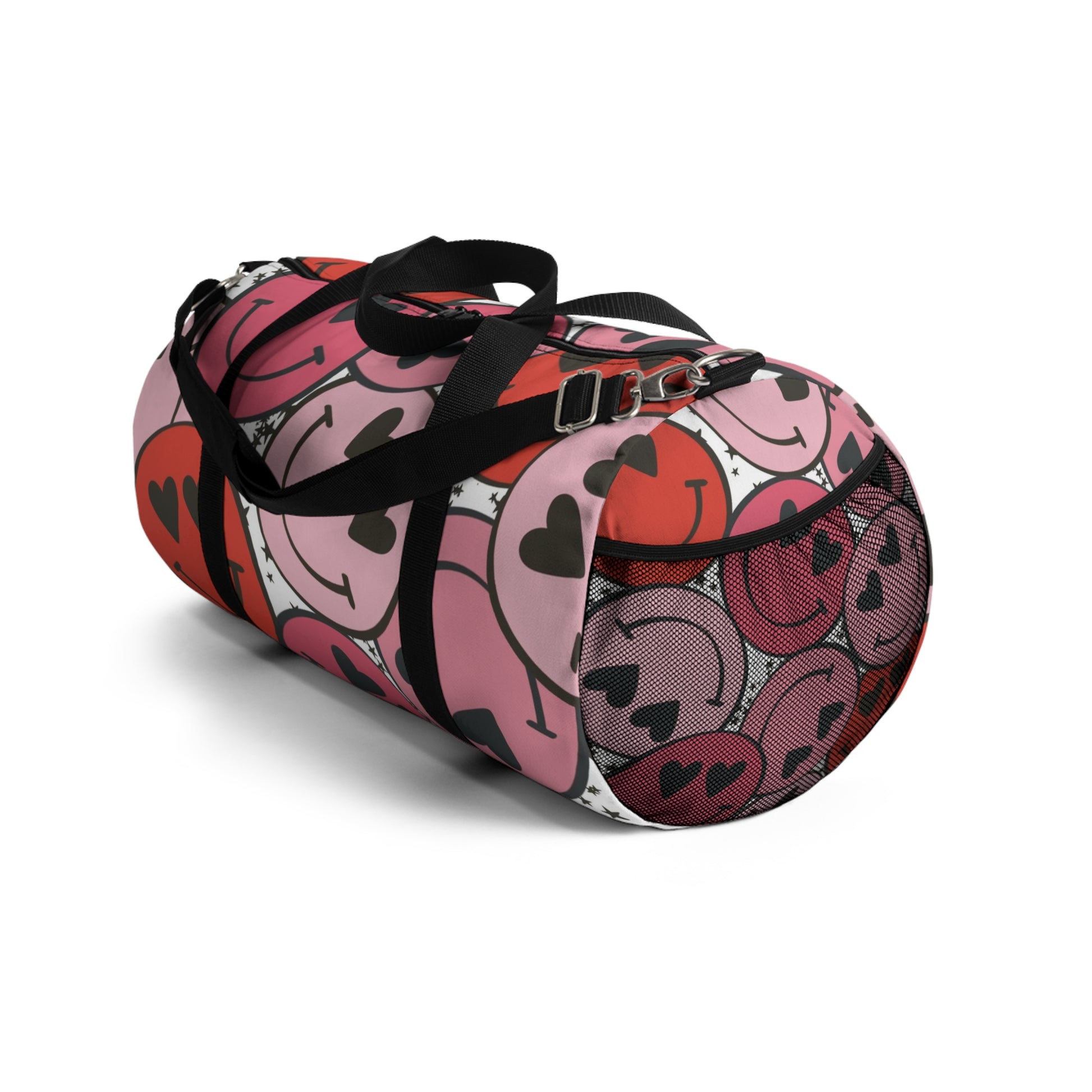 Smiley Face x Heart Eyes Pink and Red Duffel Bag, Artsulli - Art is Long, Life is Short, Bags, , , , , , , 
