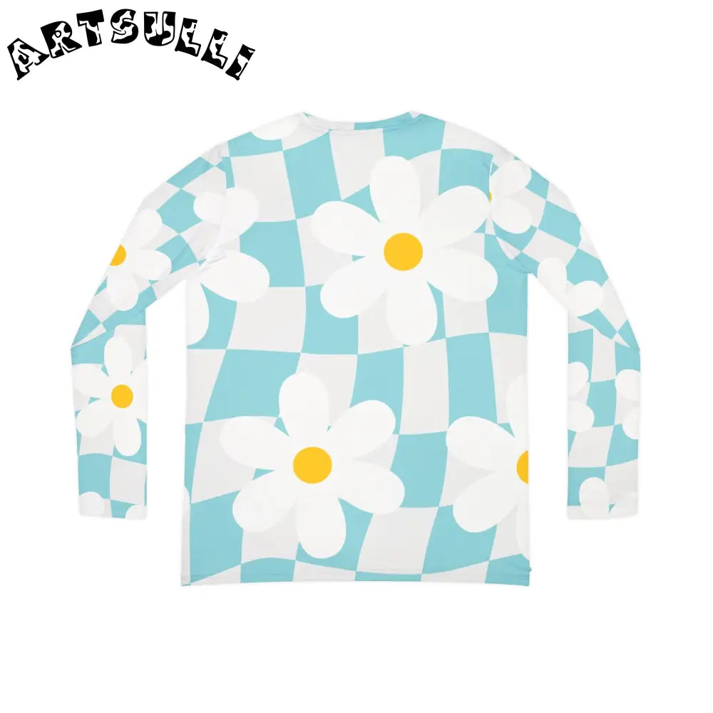 JAKKOUTTHEBXX Trippy Check Garden Women’s Long Sleeve V-neck Shirt