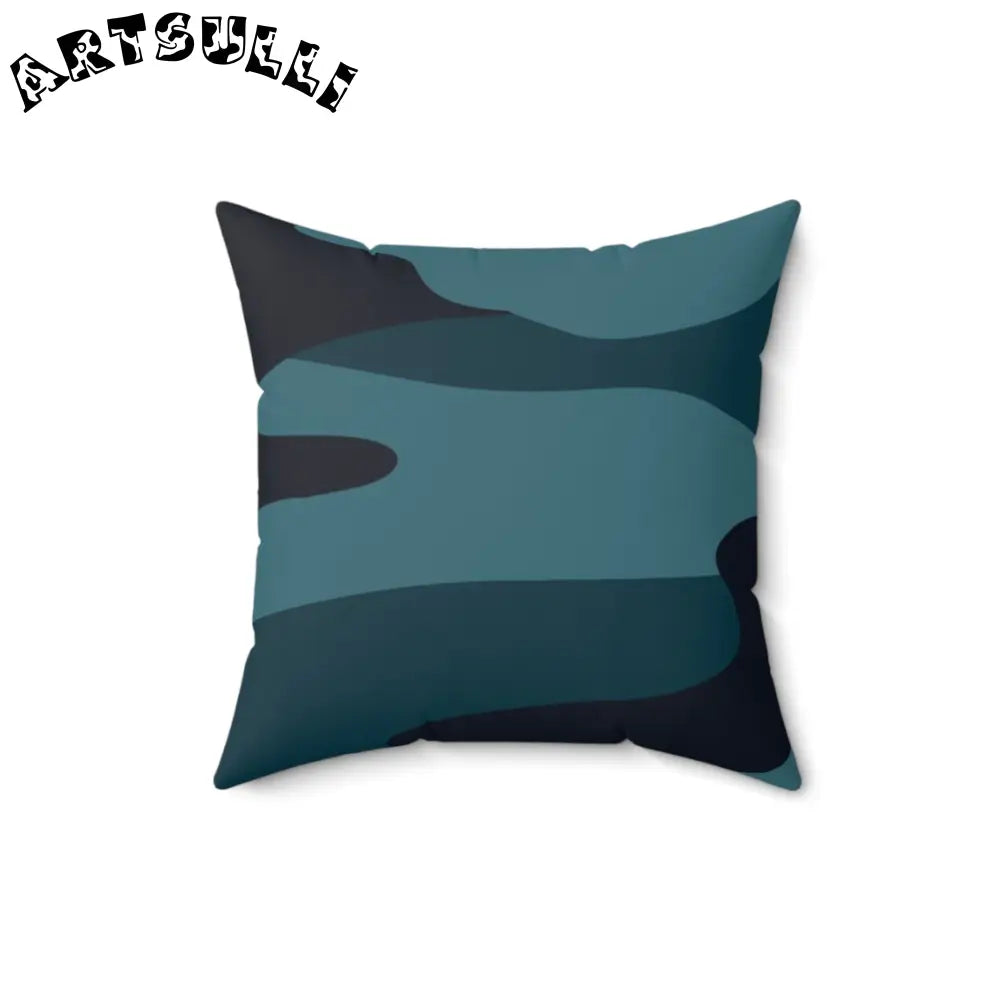JAKKOUTTHEBXX Blue Camouflage Faux Suede Square Pillow JAKKOUTTHEBXX