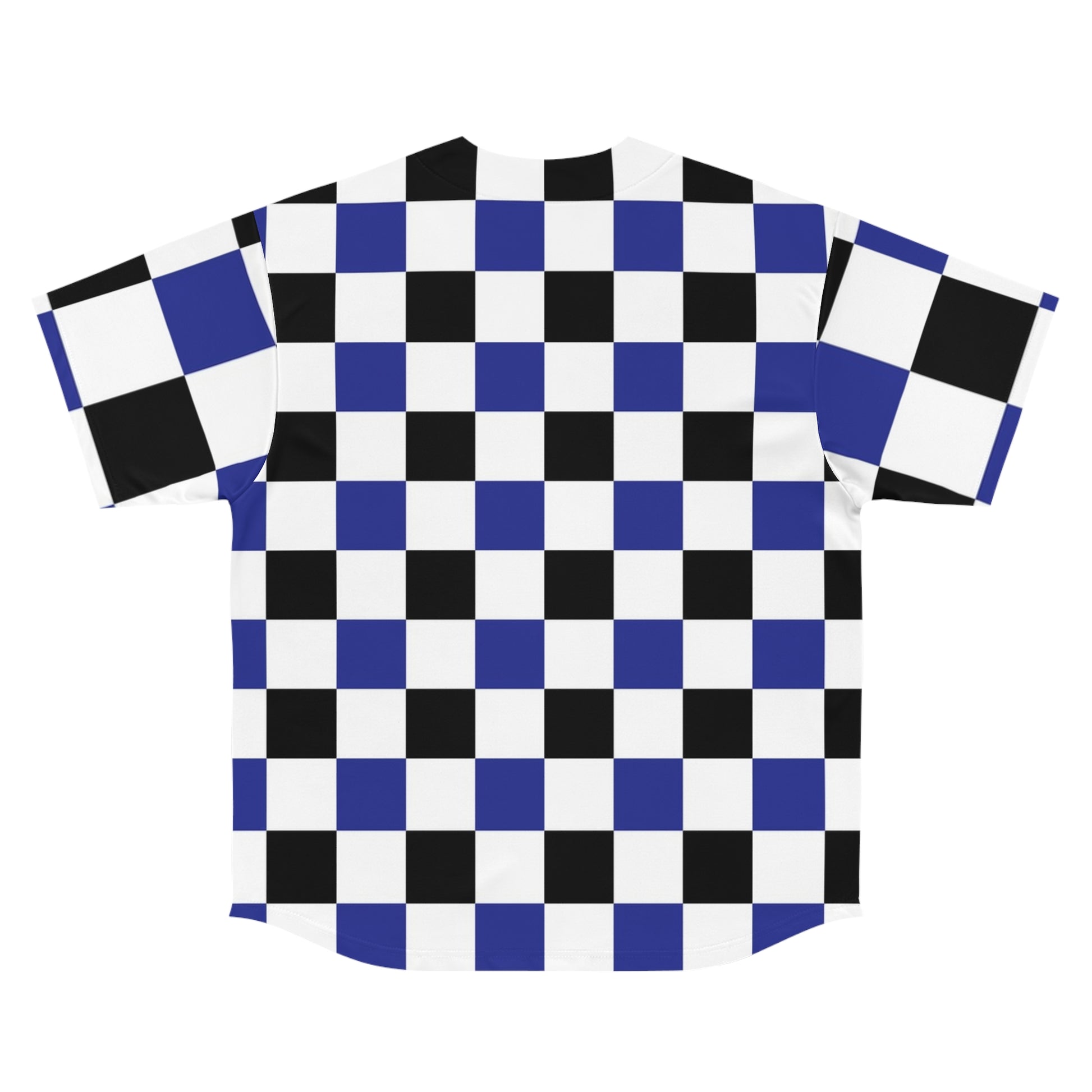 Checkerboard Blue White and Black Men's Baseball Jersey (AOP), Artsulli - Art is Long, Life is Short, All Over Prints, , , , , , , 