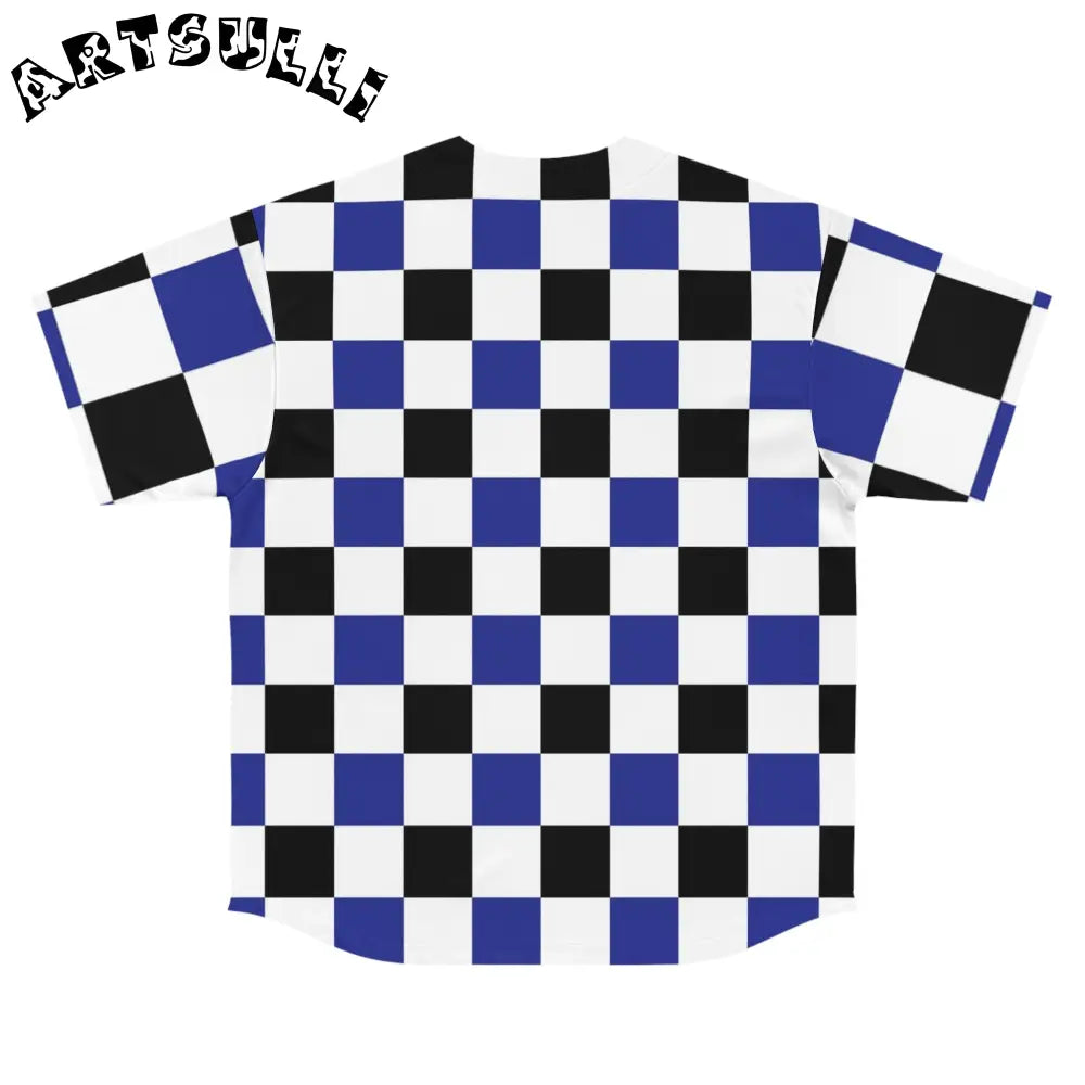 JAKKOUTTHEBXX Checkerboard Blue White and Black Men’s Baseball