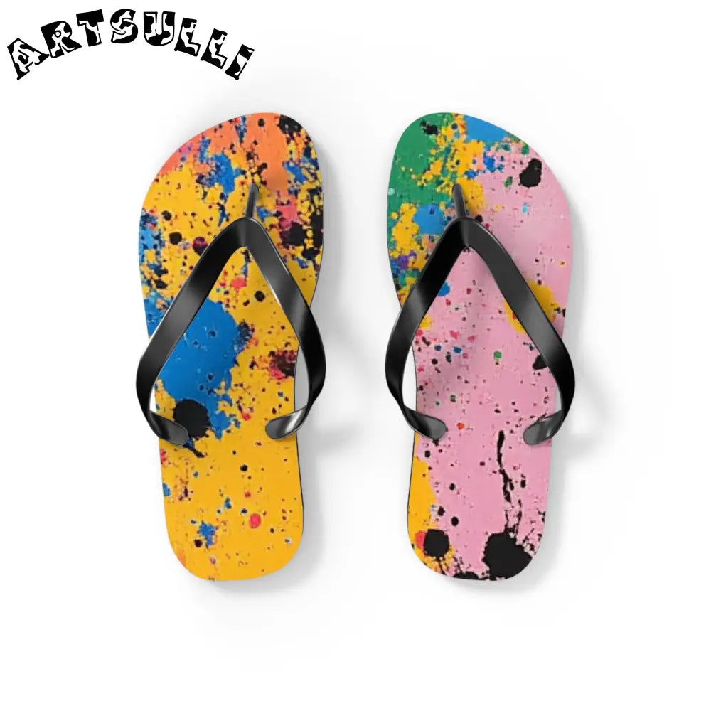 JAKKOUTTHEBXX The Colors Of Paint Splatter Flip Flops JAKKOUTTHEBXX