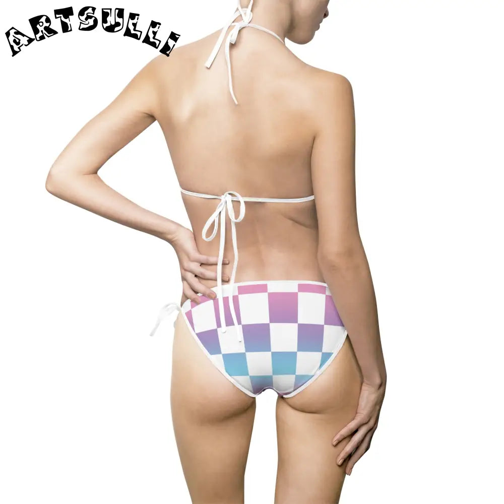 JAKKOUTTHEBXX Vaporwave Check Women’s Bikini Swimsuit (AOP)