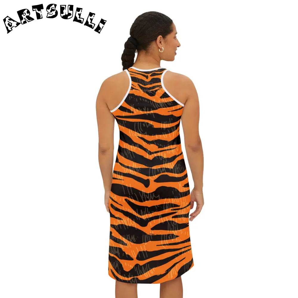 JAKKOUTTHEBXX Tiger Scratches Orange & Black Women’s Racerback Dress