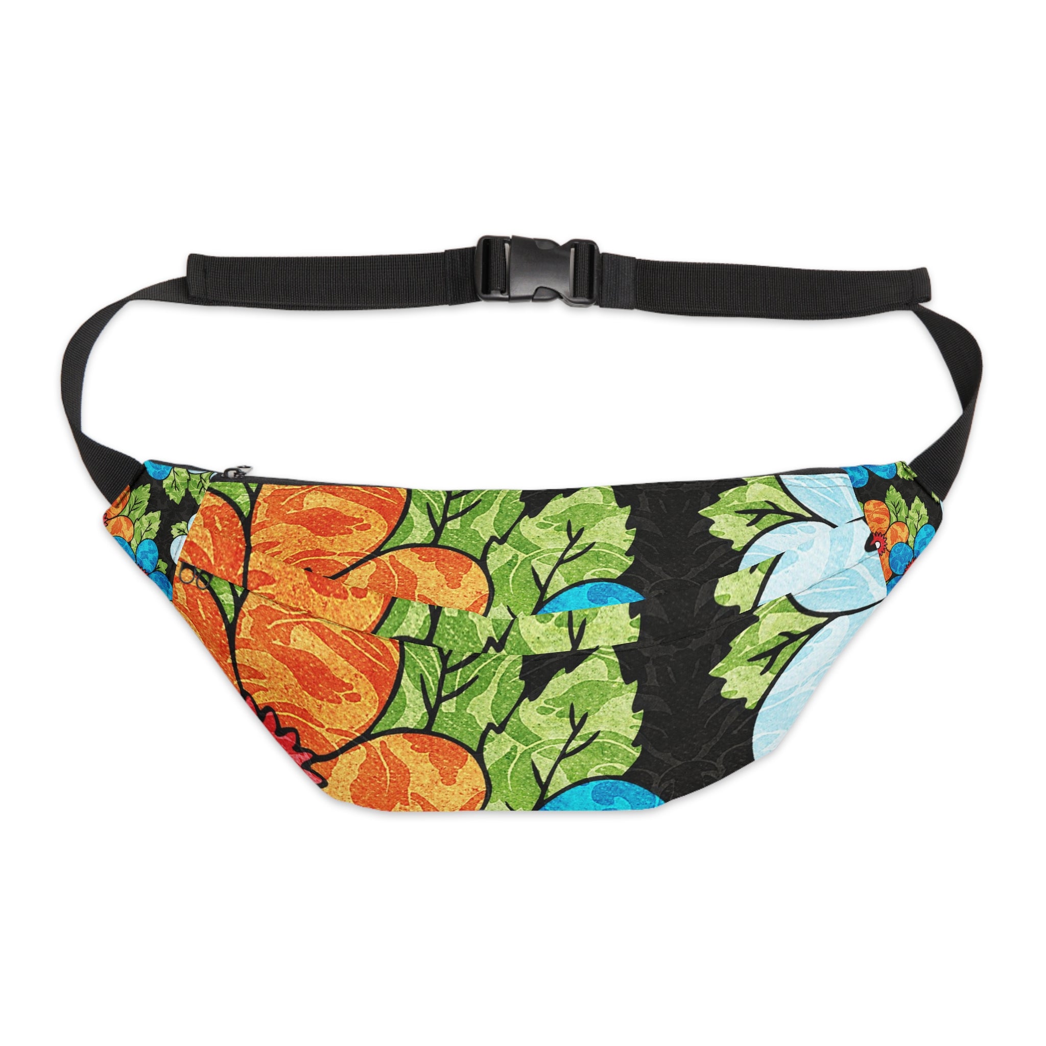 Groovy Black Floral Kl Large Fanny Pack, Artsulli - Art is Long, Life is Short, Bags, Size, 8" × 9" × 4'', , , , , 22399839150007899625