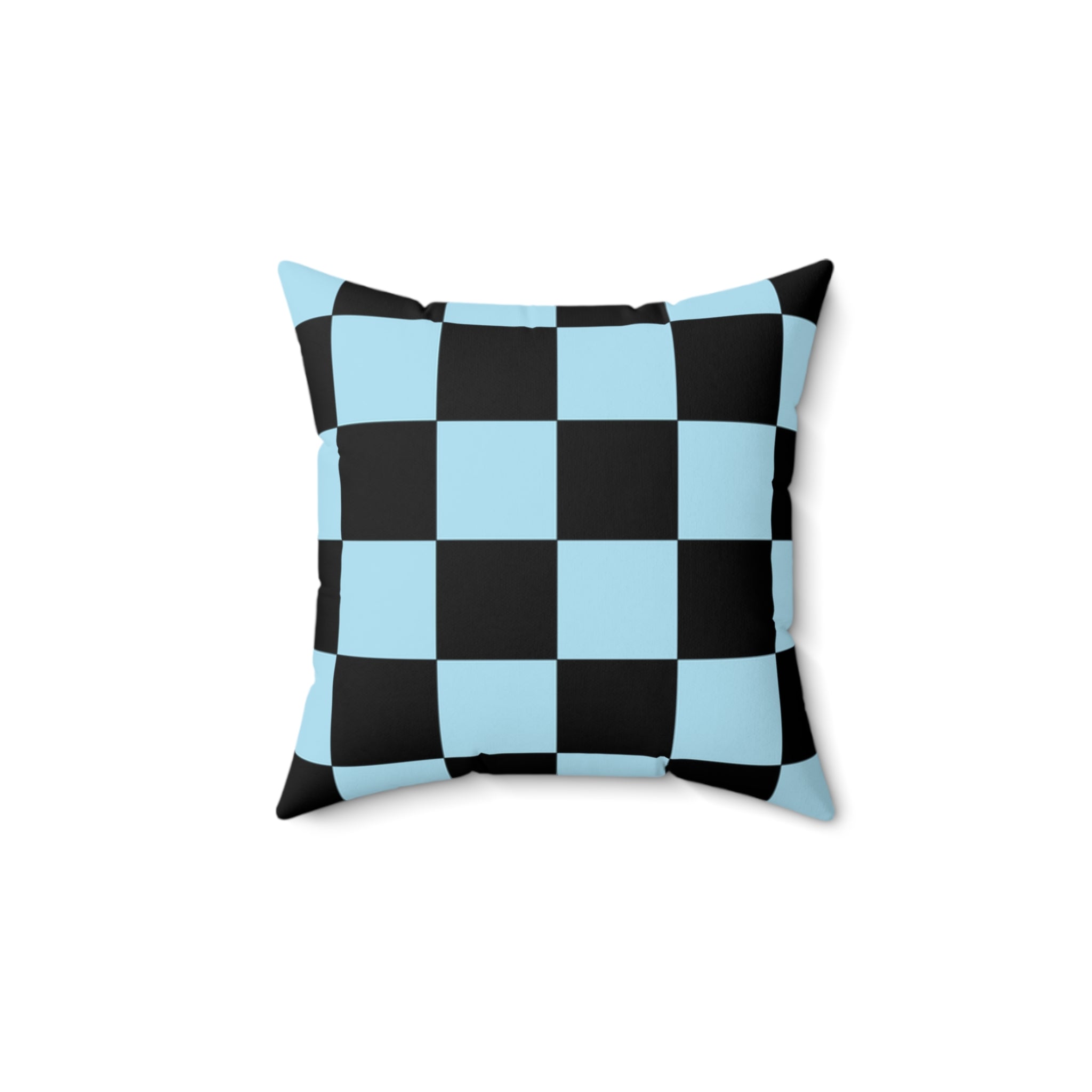 Checkerboard Black and Blue Spun Polyester Square Pillow, Artsulli - Art is Long, Life is Short, Home Decor, Size, 14" × 14", , , , , 12929340511963843374