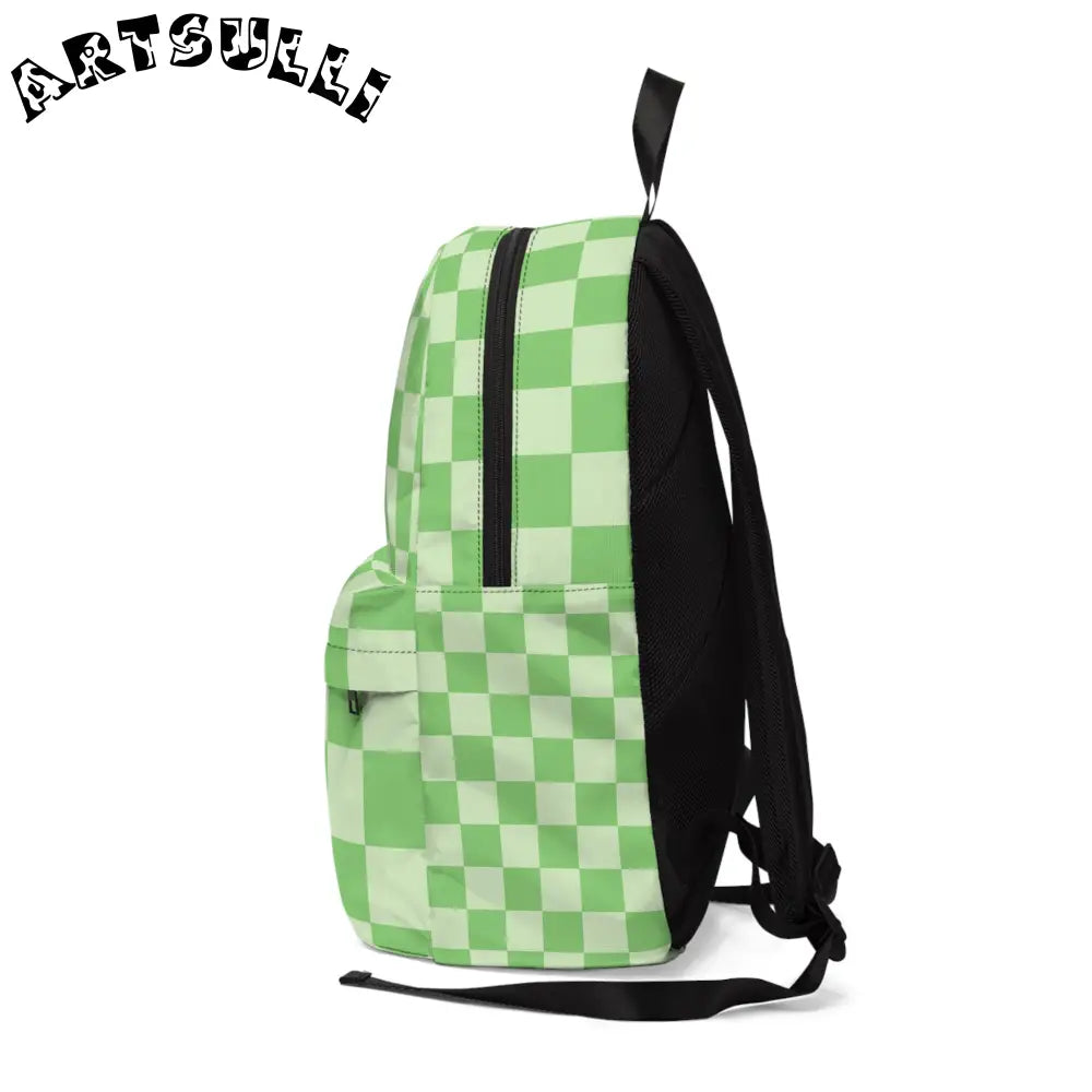 JAKKOUTTHEBXX Checkerboard Green Unisex Classic Backpack