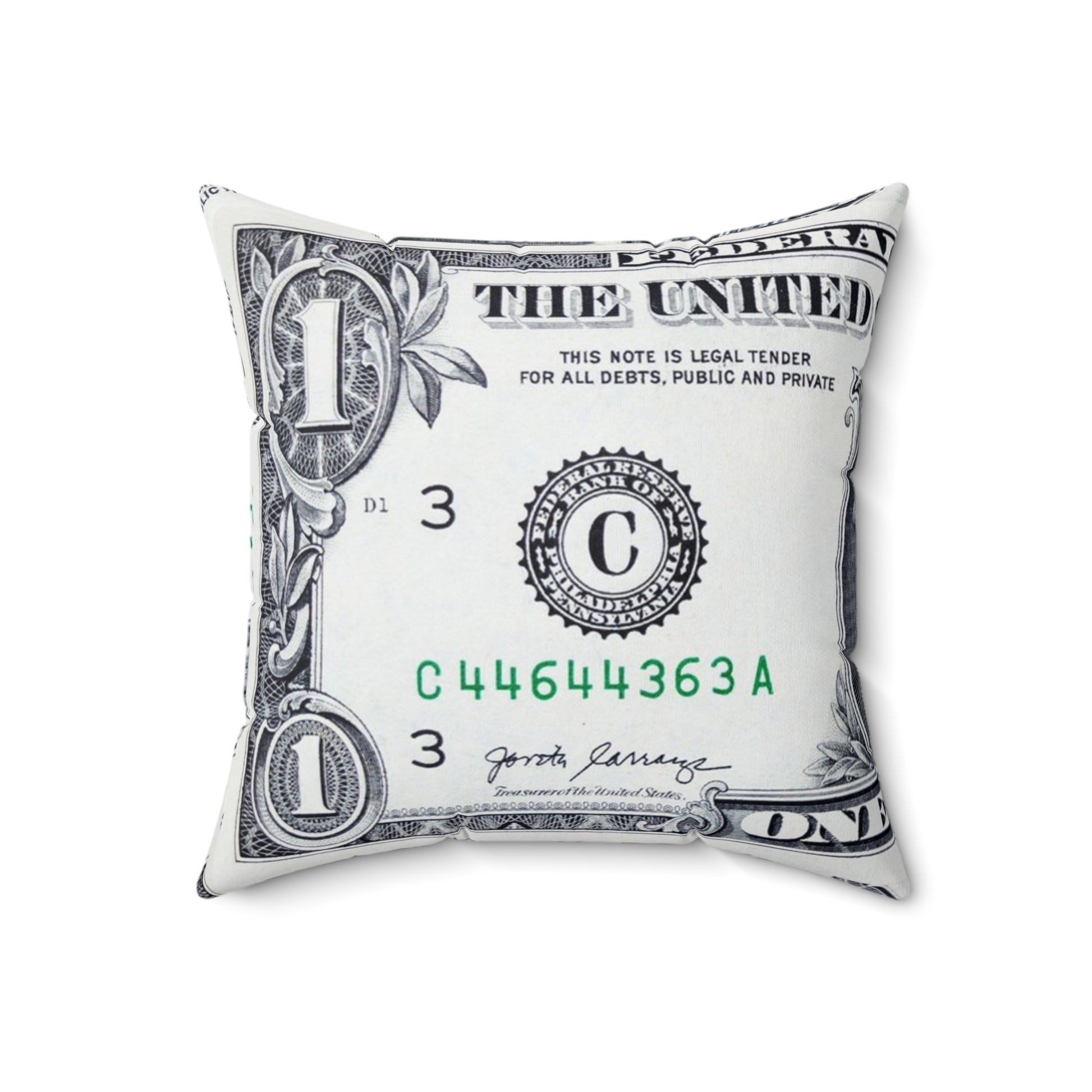 Money Collage Spun Polyester Square Pillow, Artsulli - Art is Long, Life is Short, Home Decor, Size, 18" × 18", , , , , 83552840768646