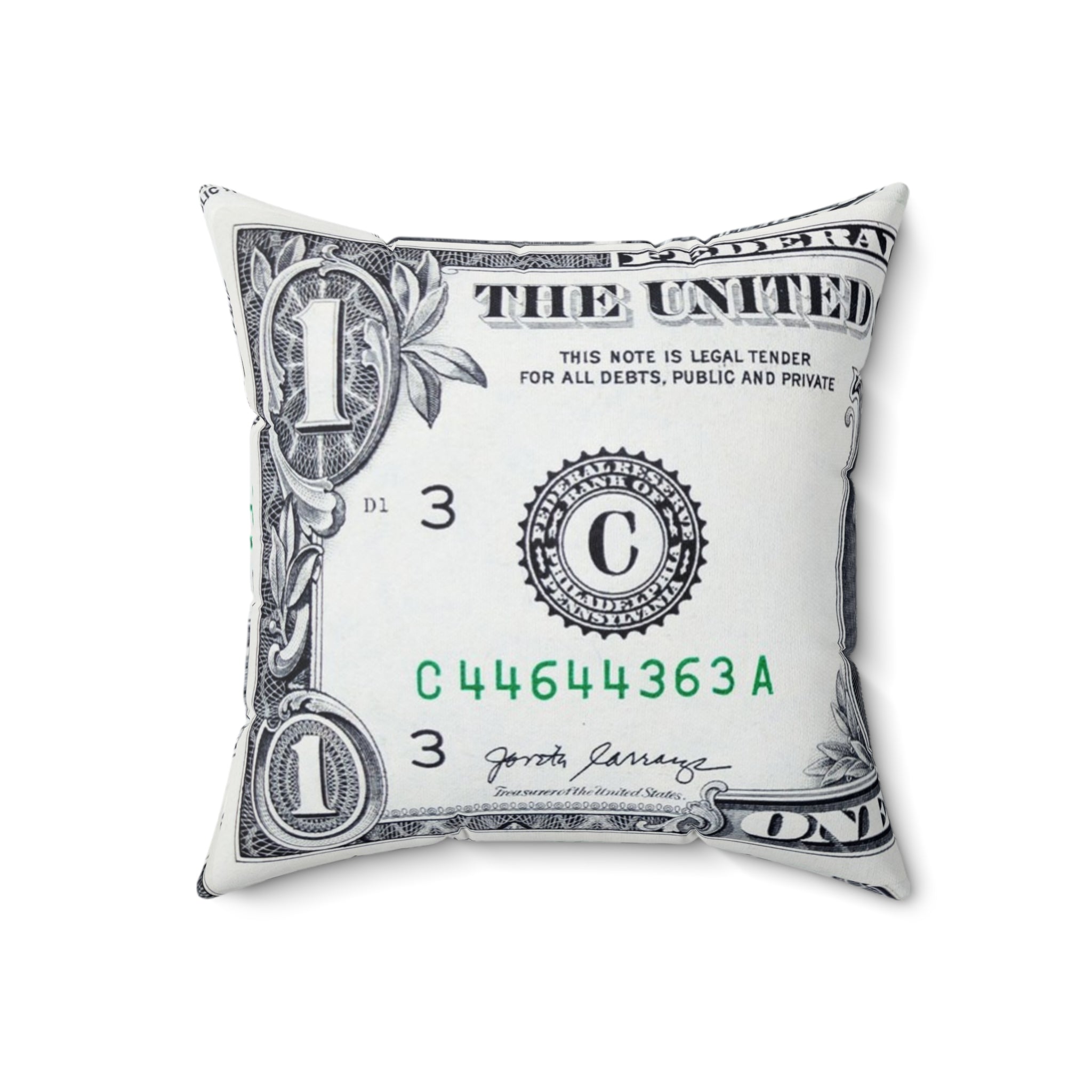 Money Collage Spun Polyester Square Pillow, Artsulli - Art is Long, Life is Short, Home Decor, Size, 18" × 18", , , , , 83552840768646