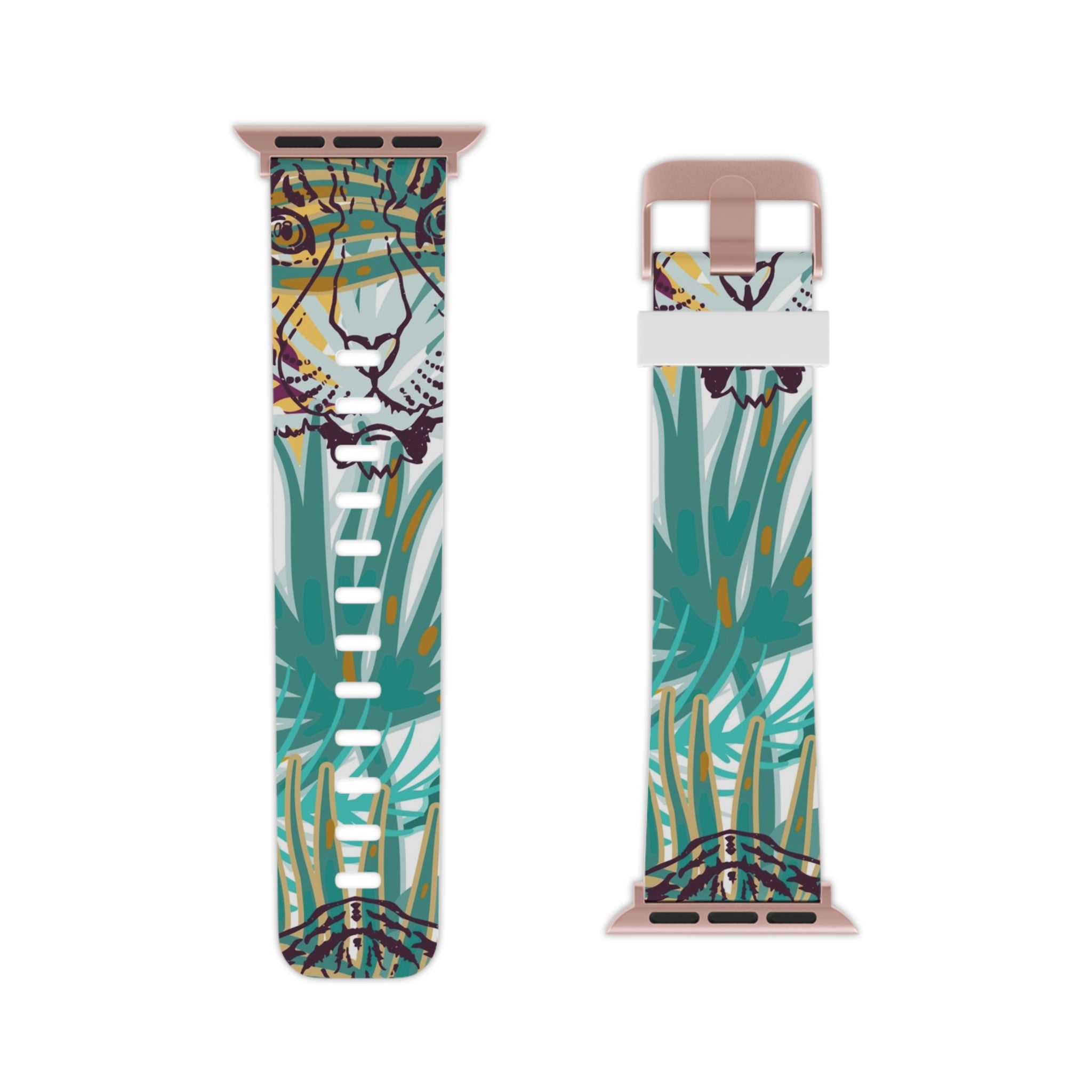 Tropical Jungle Tigers Brown and Green Watch Band for Apple Watch, Artsulli - Art is Long, Life is Short, Accessories, , , , , , , 
