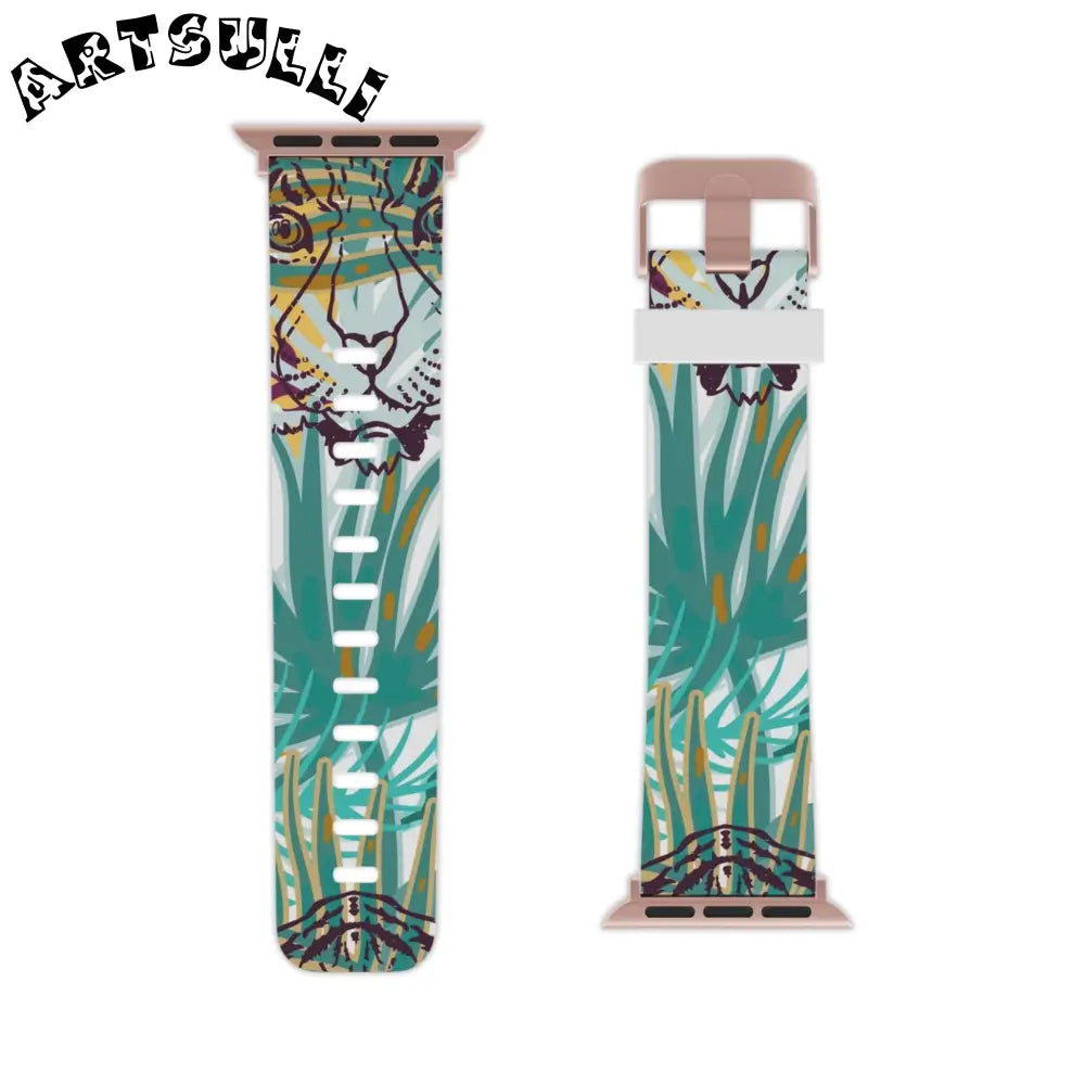 JAKKOUTTHEBXX Tropical Jungle Tigers Brown and Green Watch Band