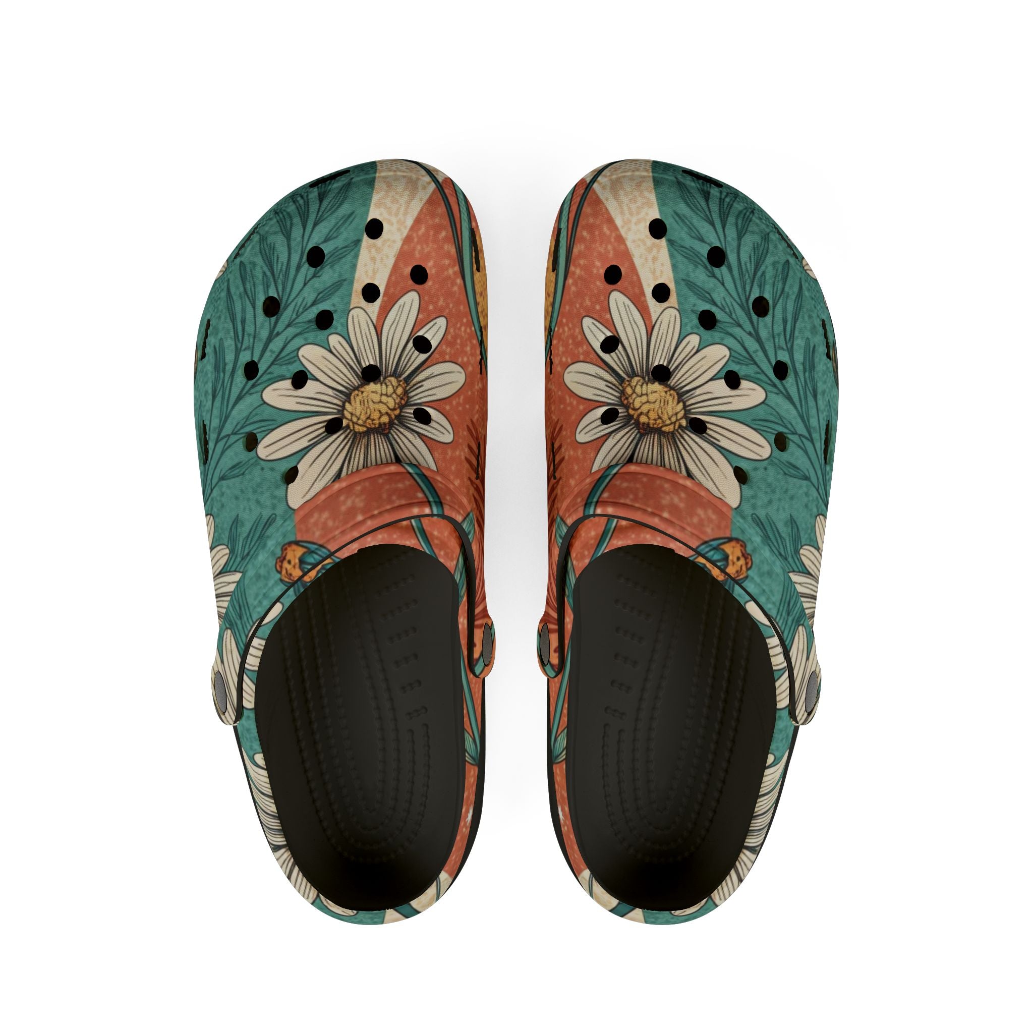 Retro Daisy Dream EVA Foam Rubber Shoes (AOP), Artsulli - Art is Long, Life is Short, Shoes, Size, US 6 (Women's), Color, Black, , , 32169666320757907220