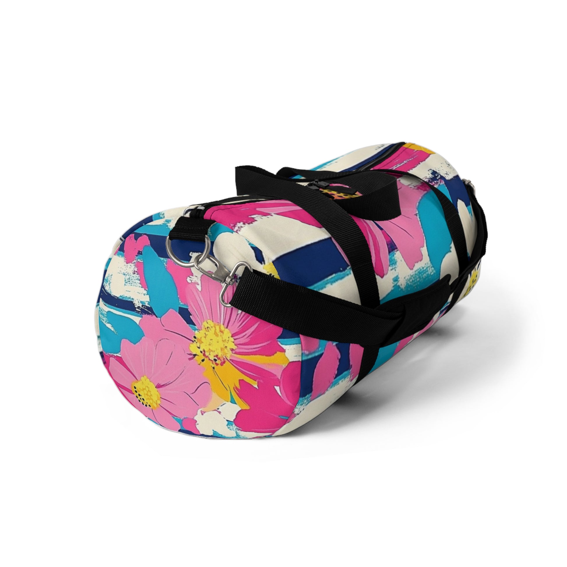 Dayglo Floral Stripes Multi-Color Duffel Bag, Artsulli - Art is Long, Life is Short, Bags, , , , , , , 