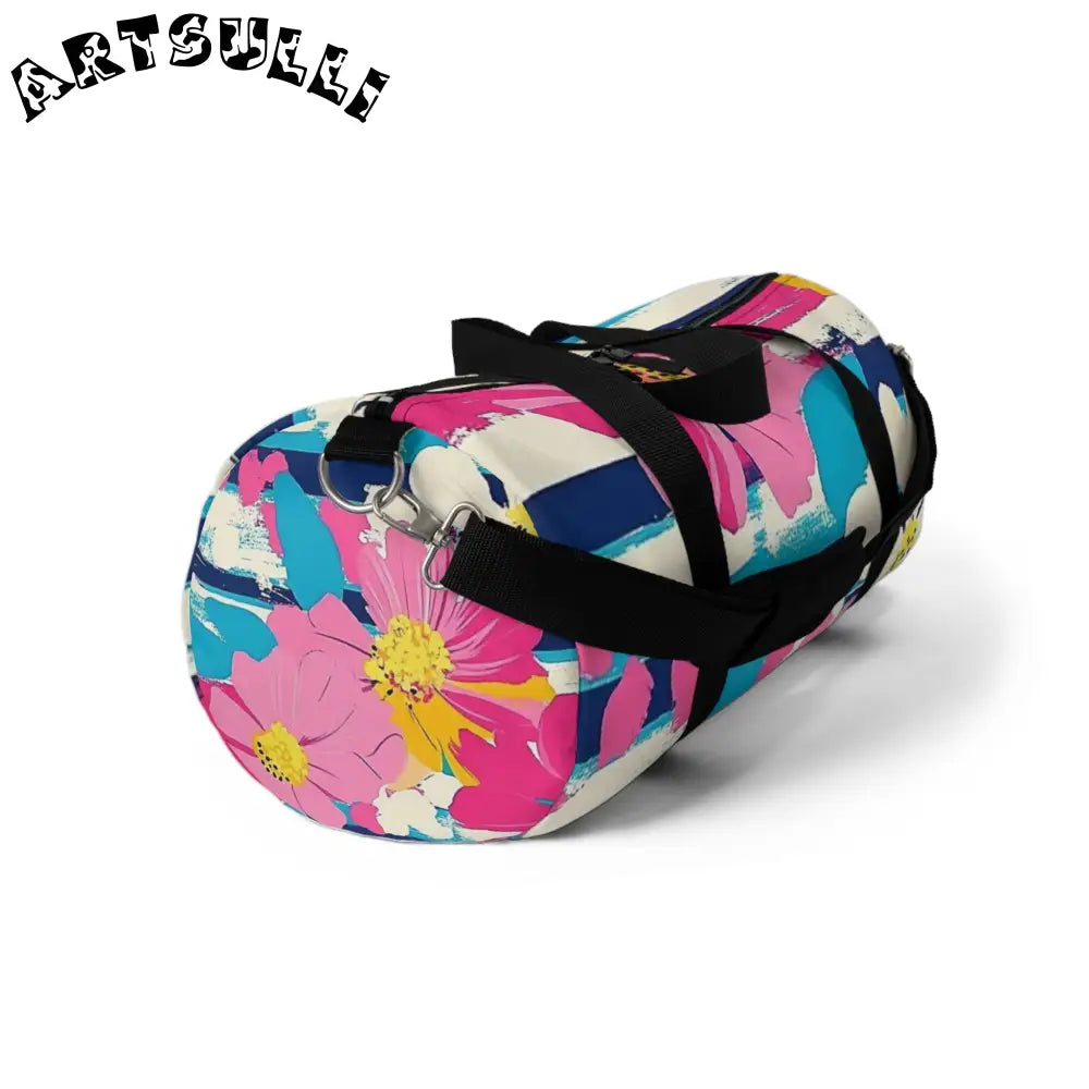 JAKKOUTTHEBXX Dayglo Floral Stripes Multi-Color Duffel Bag