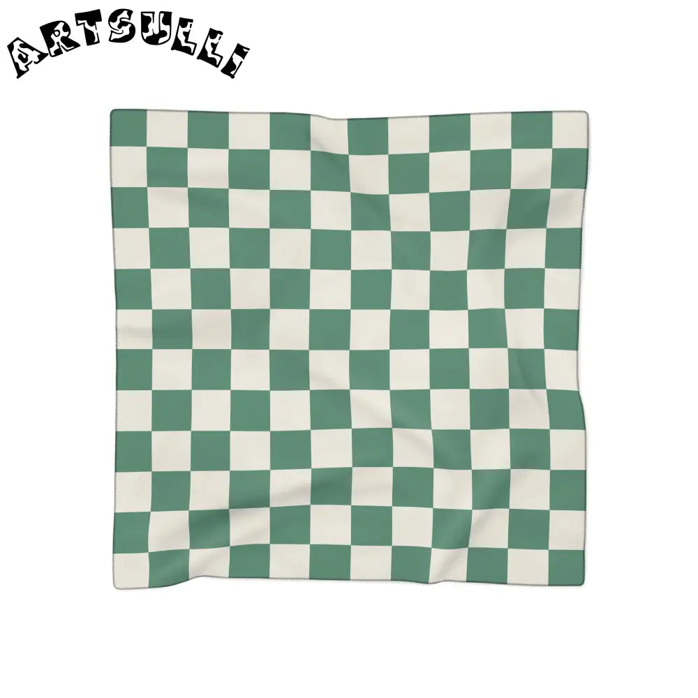 JAKKOUTTHEBXX Checkerboard II Dark Green Poly Scarf JAKKOUTTHEBXX