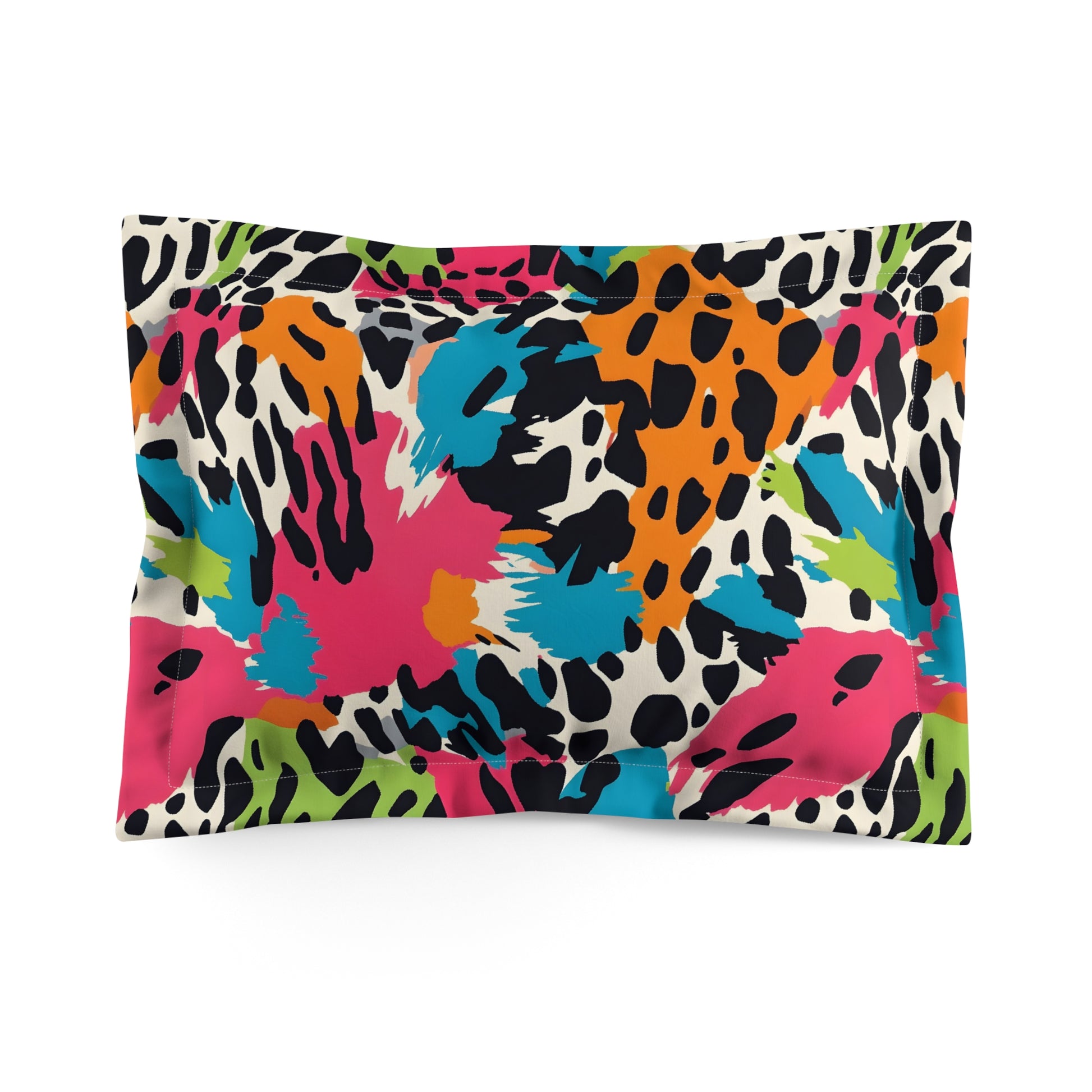 Wild Brush Strokes x Animal Print Multi-Color Microfiber Pillow Sham, Artsulli - Art is Long, Life is Short, Home Decor, Size, Standard, , , , , 27065372060042224241