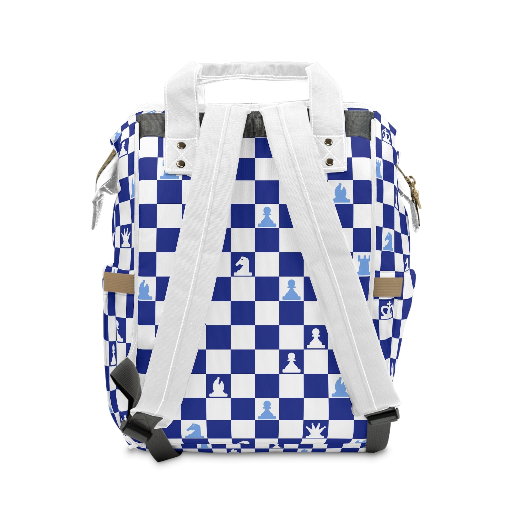 Chessboard II Navy Blue Multifunctional Diaper Backpack, Artsulli - Art is Long, Life is Short, Bags, , , , , , , 