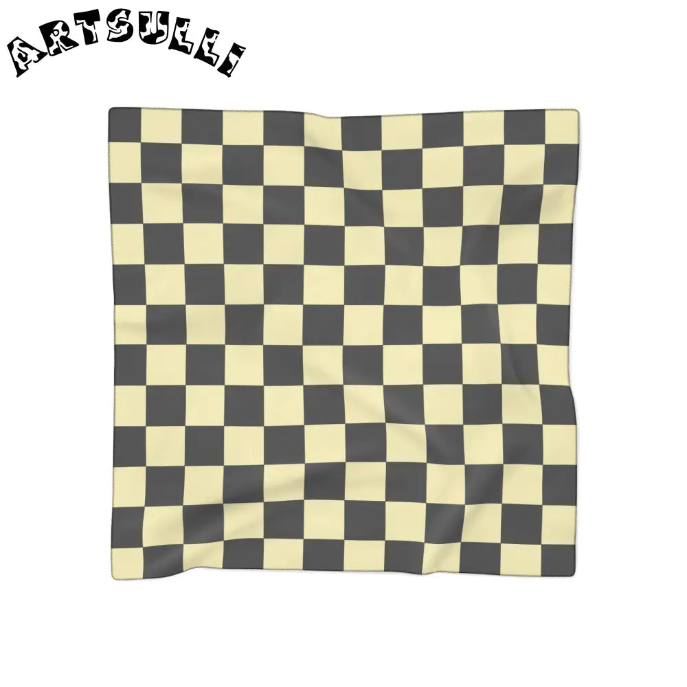 JAKKOUTTHEBXX Checkerboard Black and Yellow Poly Scarf JAKKOUTTHEBXX