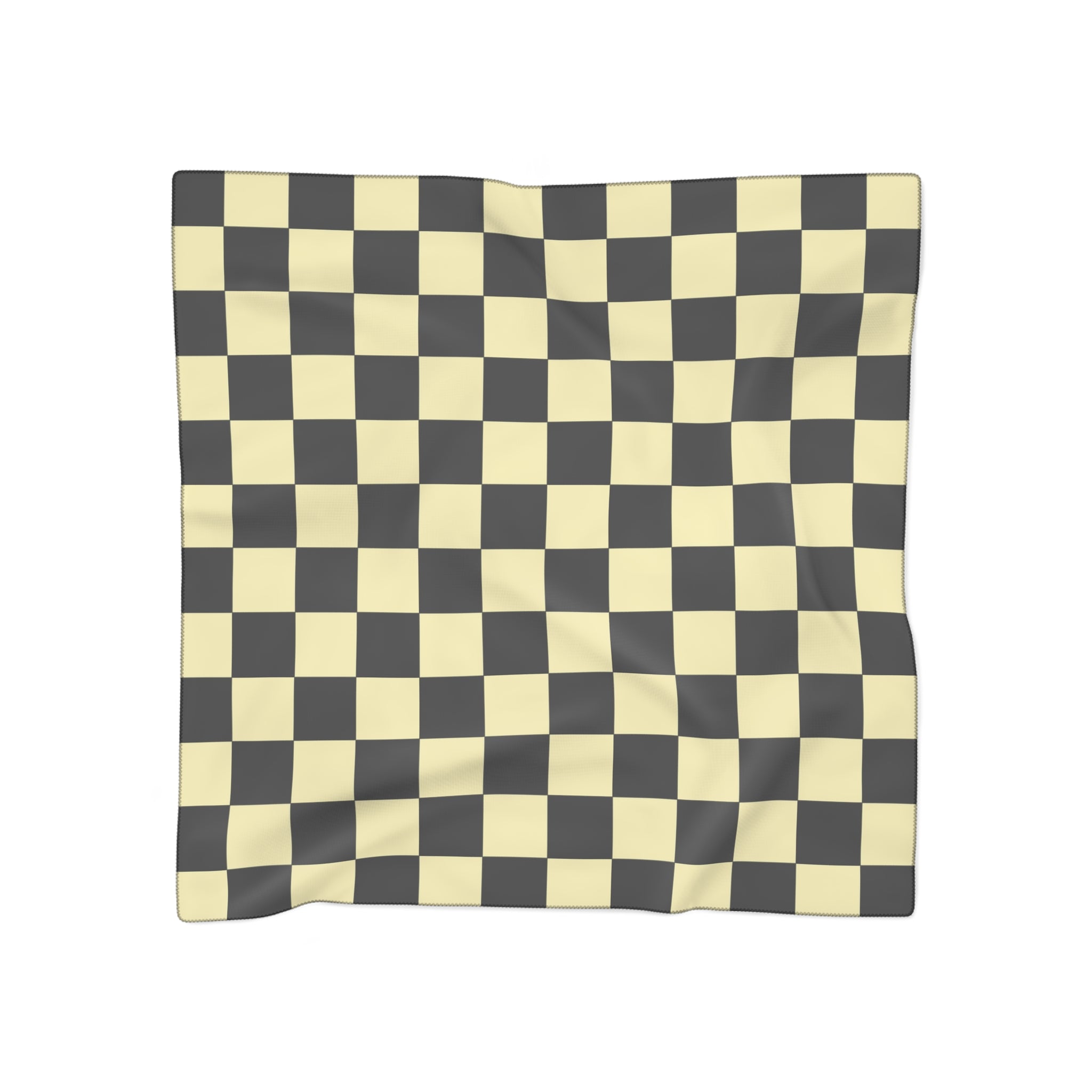 Checkerboard Black and Yellow Poly Scarf, Artsulli - Art is Long, Life is Short, Accessories, Color, Poly chiffon, Size, 25" × 25", , , 28598519182331673268