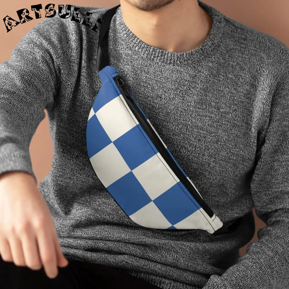 JAKKOUTTHEBXX Checkerboard Blue Fanny Pack JAKKOUTTHEBXX Artsulli