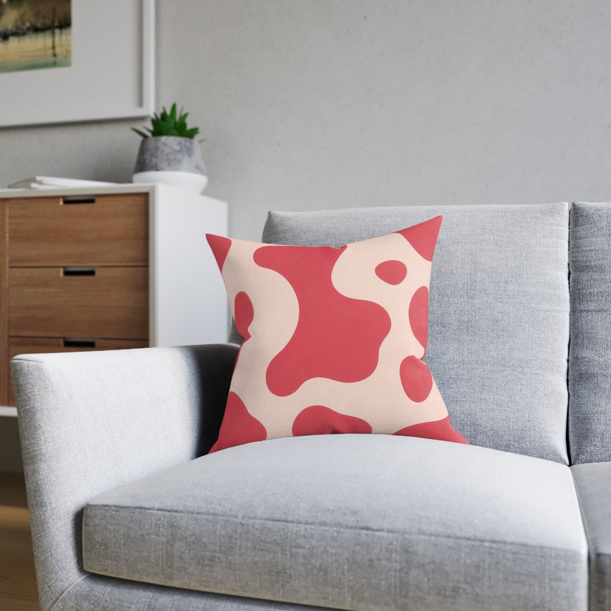 Red Jungle Cow Square Pillow, Artsulli - Art is Long, Life is Short, Home Decor, , , , , , , 