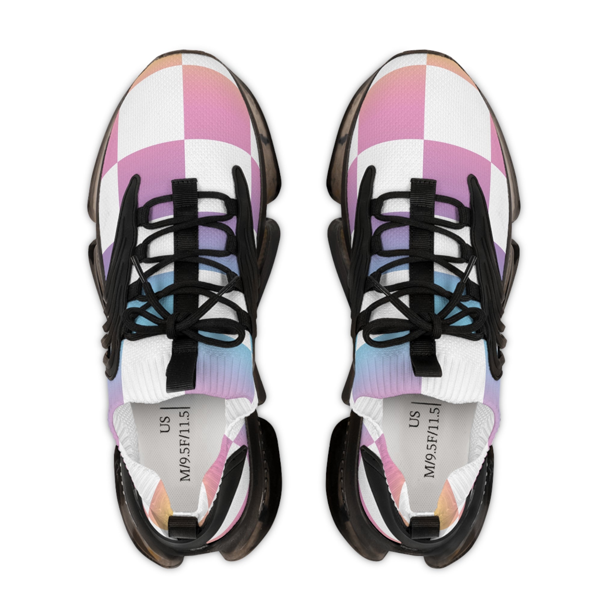Vaporwave Check Men's Mesh Sneakers, Artsulli - Art is Long, Life is Short, Shoes, , , , , , , 