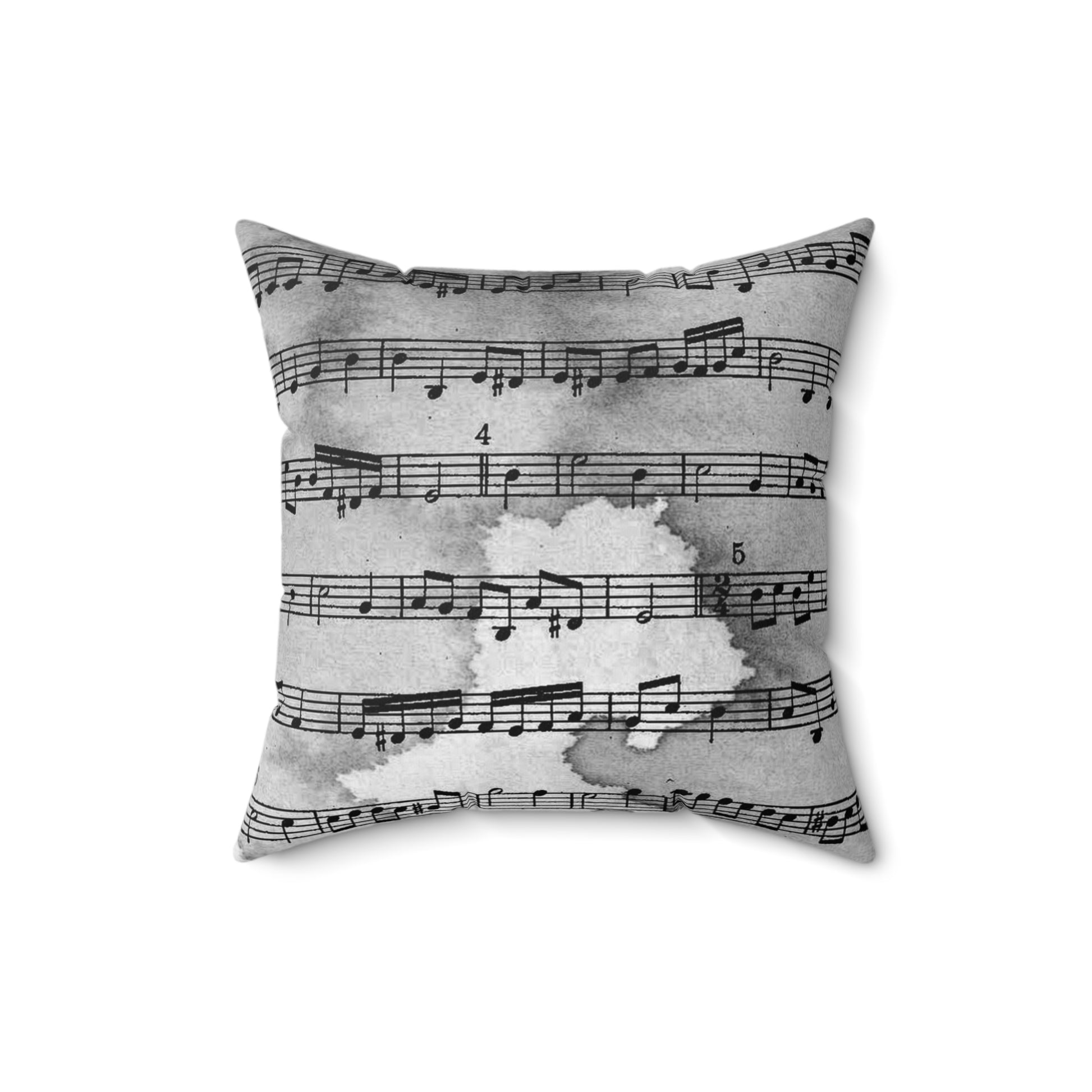Drip Spill Type Beat Sheet Music Black Spun Polyester Square Pillow, Artsulli - Art is Long, Life is Short, Home Decor, Size, 16" × 16", , , , , 12367293746895715145