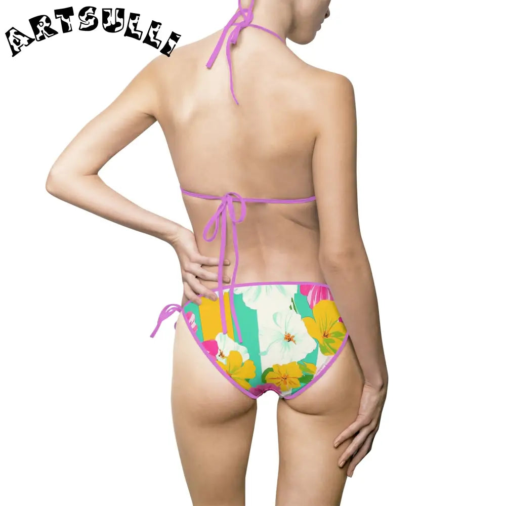 JAKKOUTTHEBXX Sublimation Technique Floral Halter Bikini Swimsuit