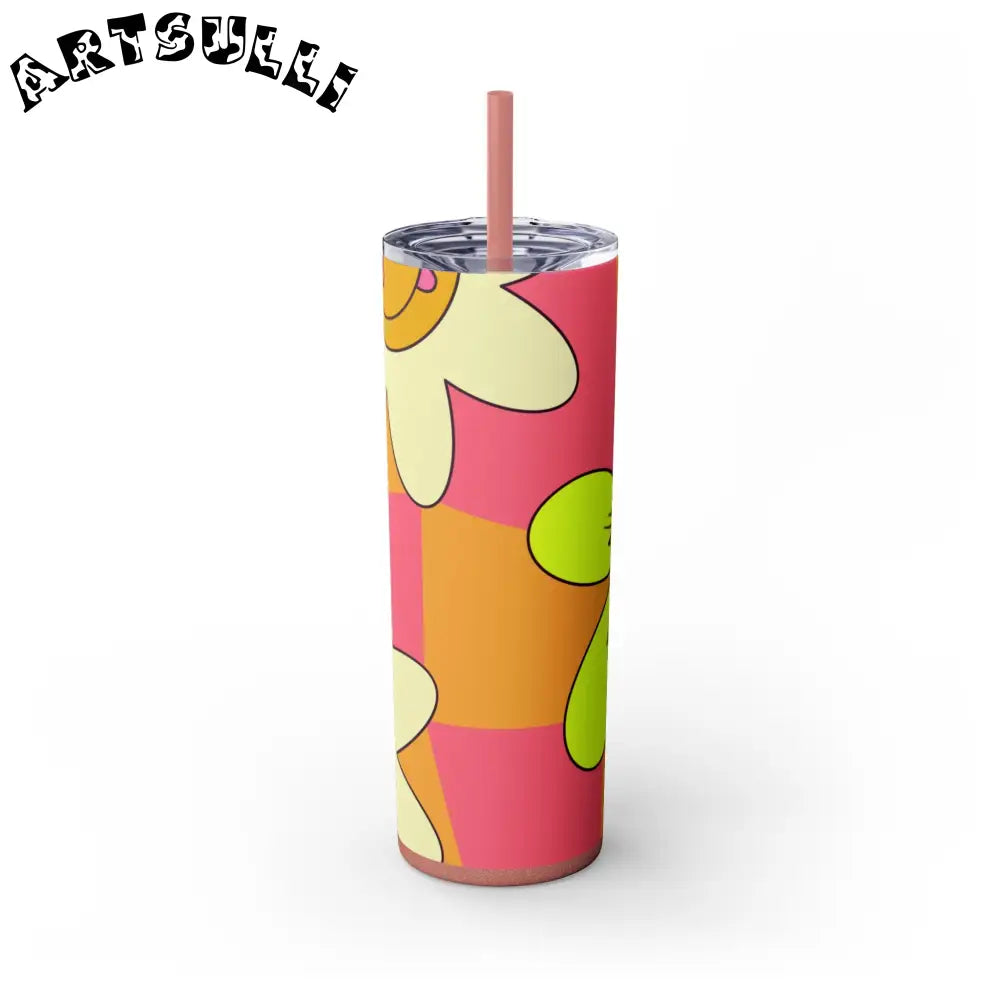 JAKKOUTTHEBXX Trippy Sour Face Rave Skinny Tumbler with Straw 20oz