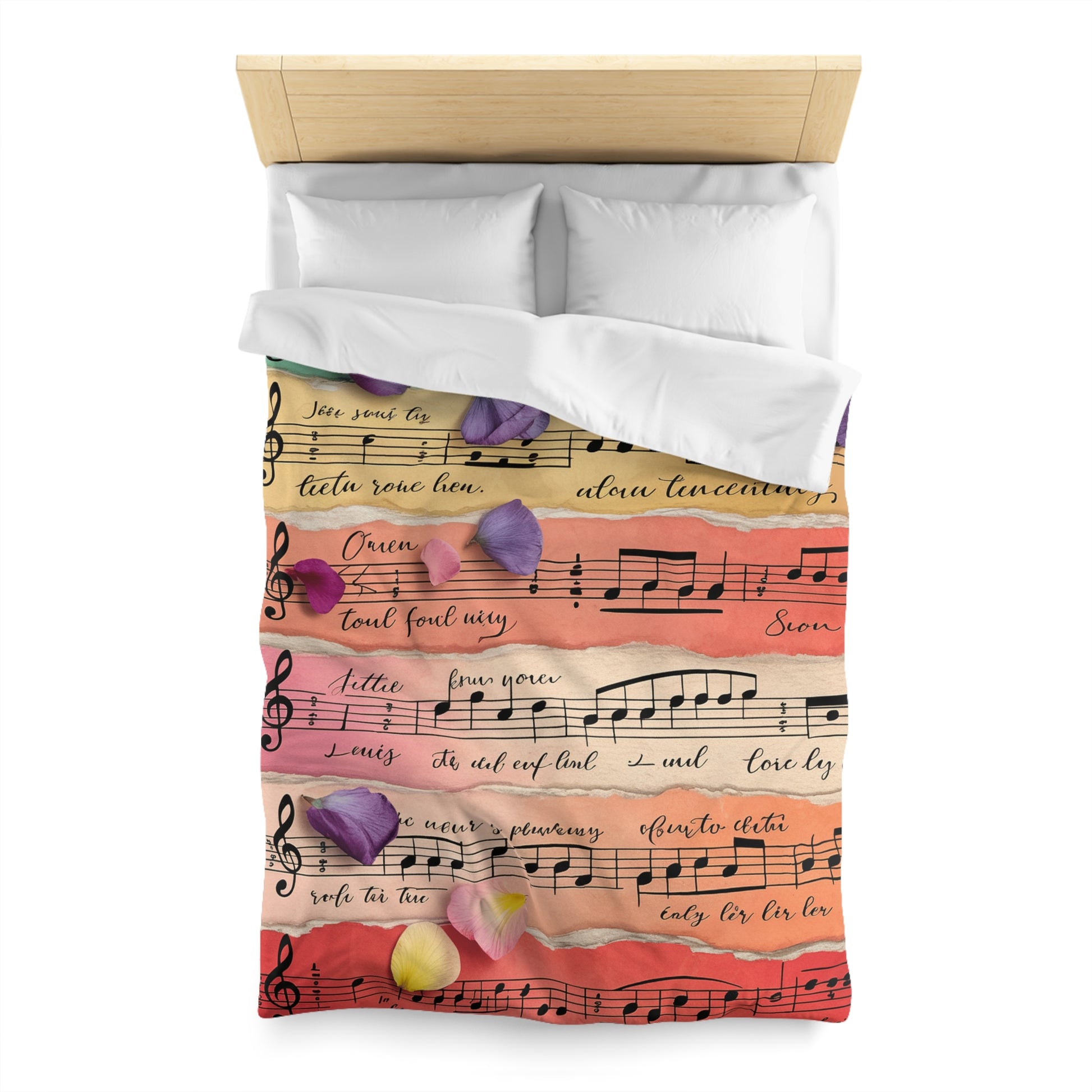 Torn Type Beat Sheet Music Multi-Color Microfiber Duvet Cover, Artsulli - Art is Long, Life is Short, Home Decor, , , , , , , 