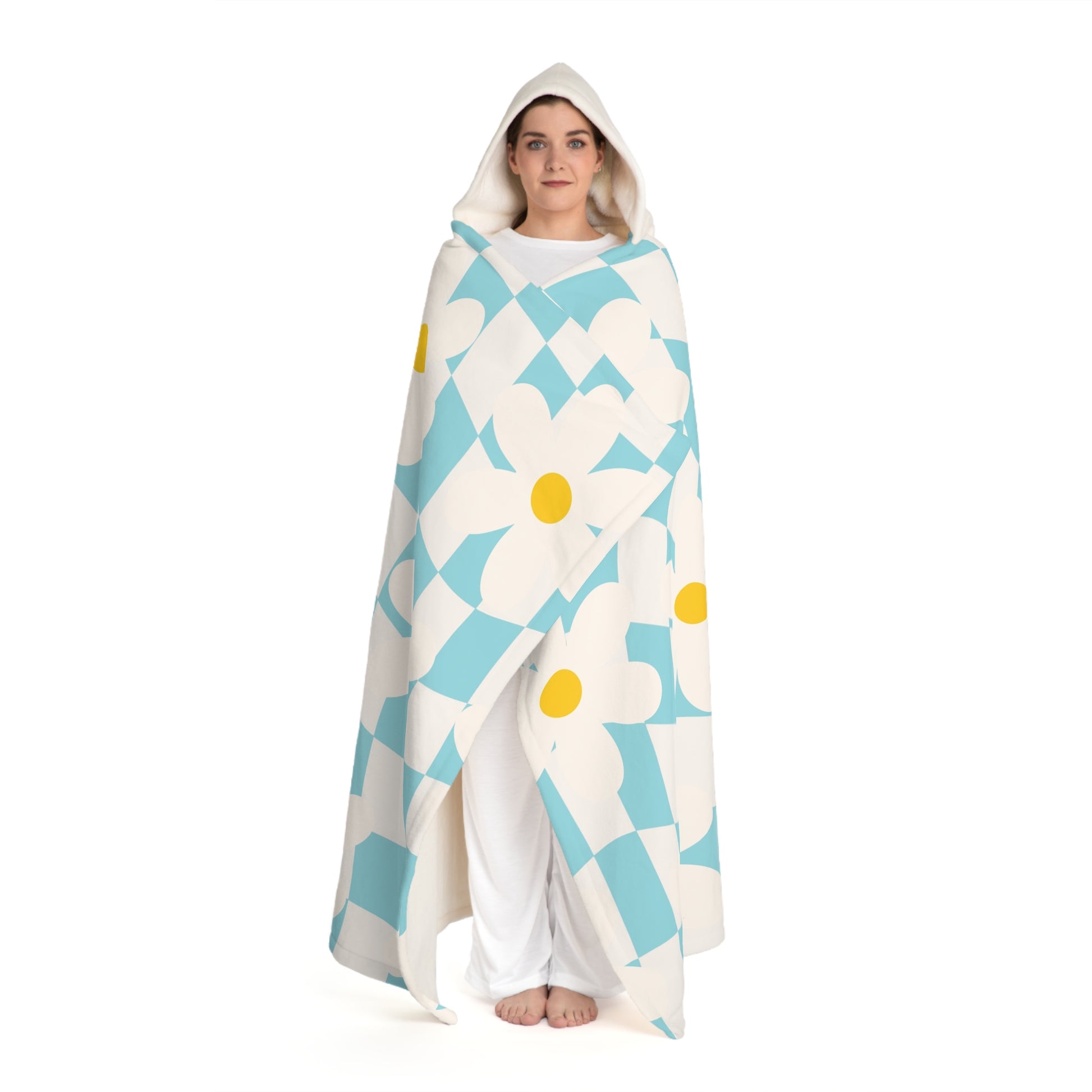 Trippy Check Garden Hooded Sherpa Fleece Blanket, Artsulli - Art is Long, Life is Short, All Over Prints, , , , , , , 
