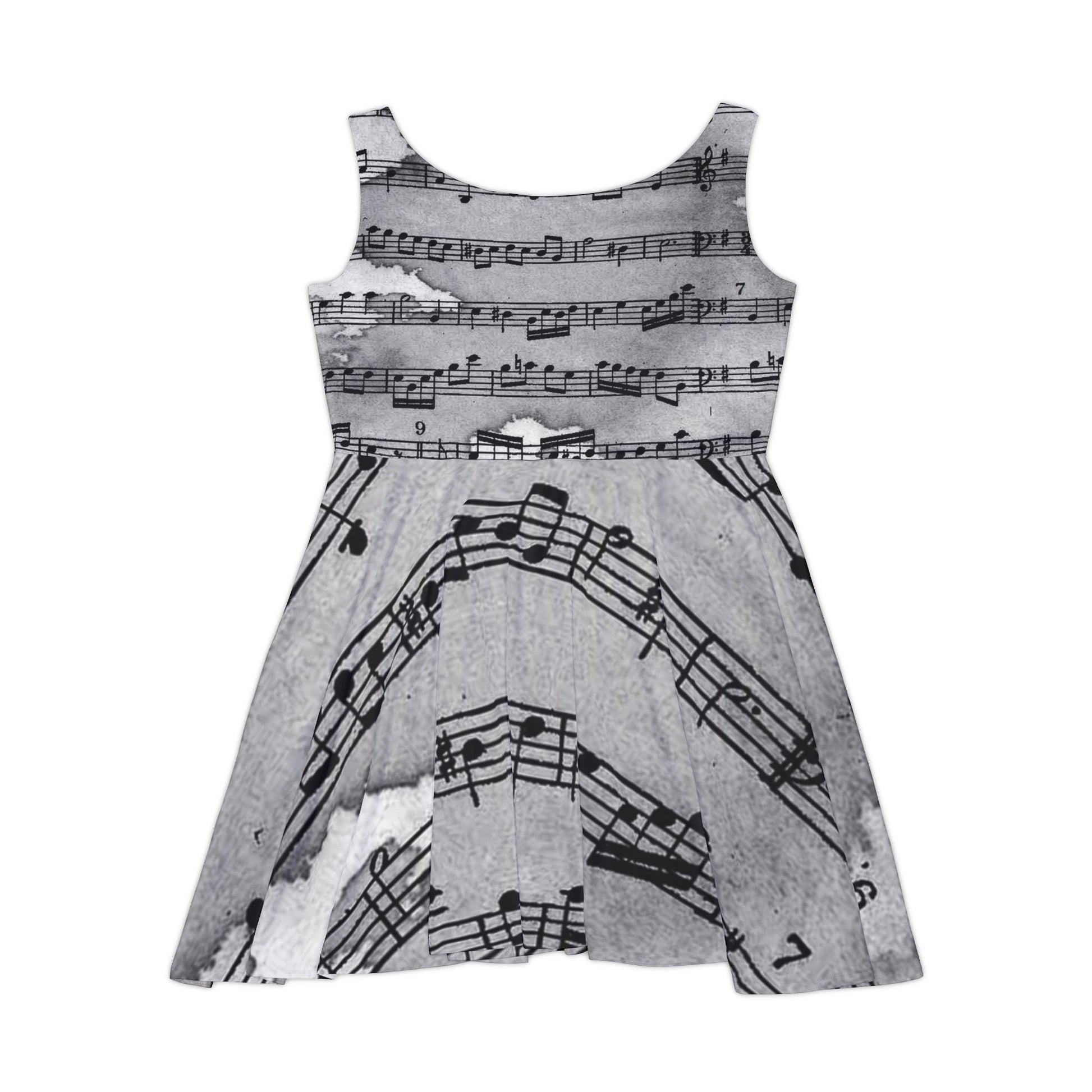 Drip Spill Type Beat Sheet Music Black Women's Skater Dress (AOP), Artsulli - Art is Long, Life is Short, All Over Prints, , , , , , , 