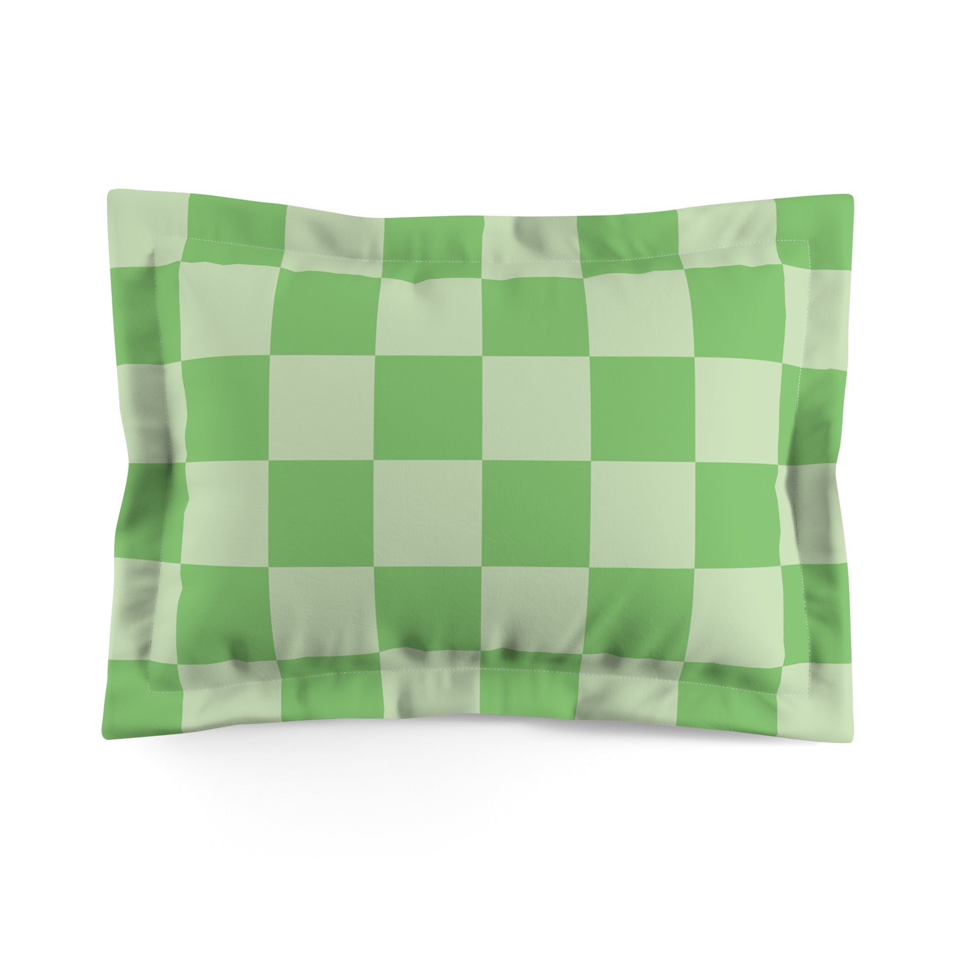 Checkerboard Green Microfiber Pillow Sham, Artsulli - Art is Long, Life is Short, Home Decor, Size, Standard, , , , , 57650532474570326236