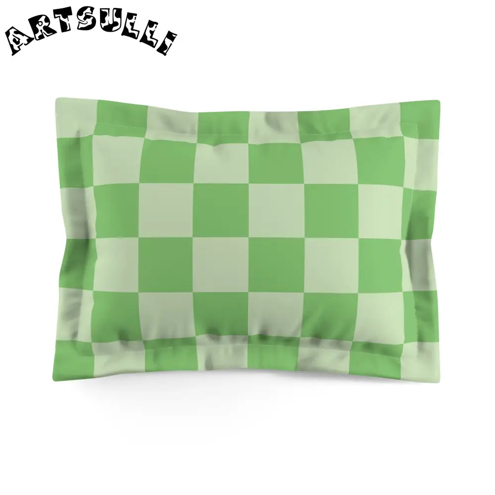 JAKKOUTTHEBXX Checkerboard Green Microfiber Pillow Sham