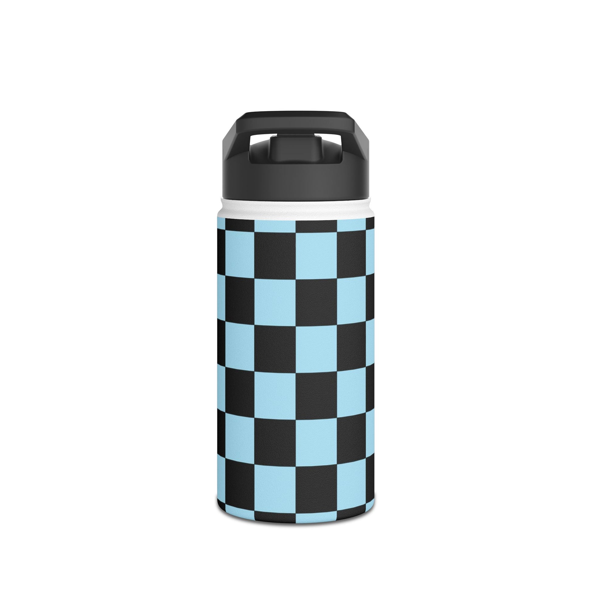 Checkerboard Black and Blue Stainless Steel Water Bottle, Standard Lid, Artsulli - Art is Long, Life is Short, Mug, , , , , , , 