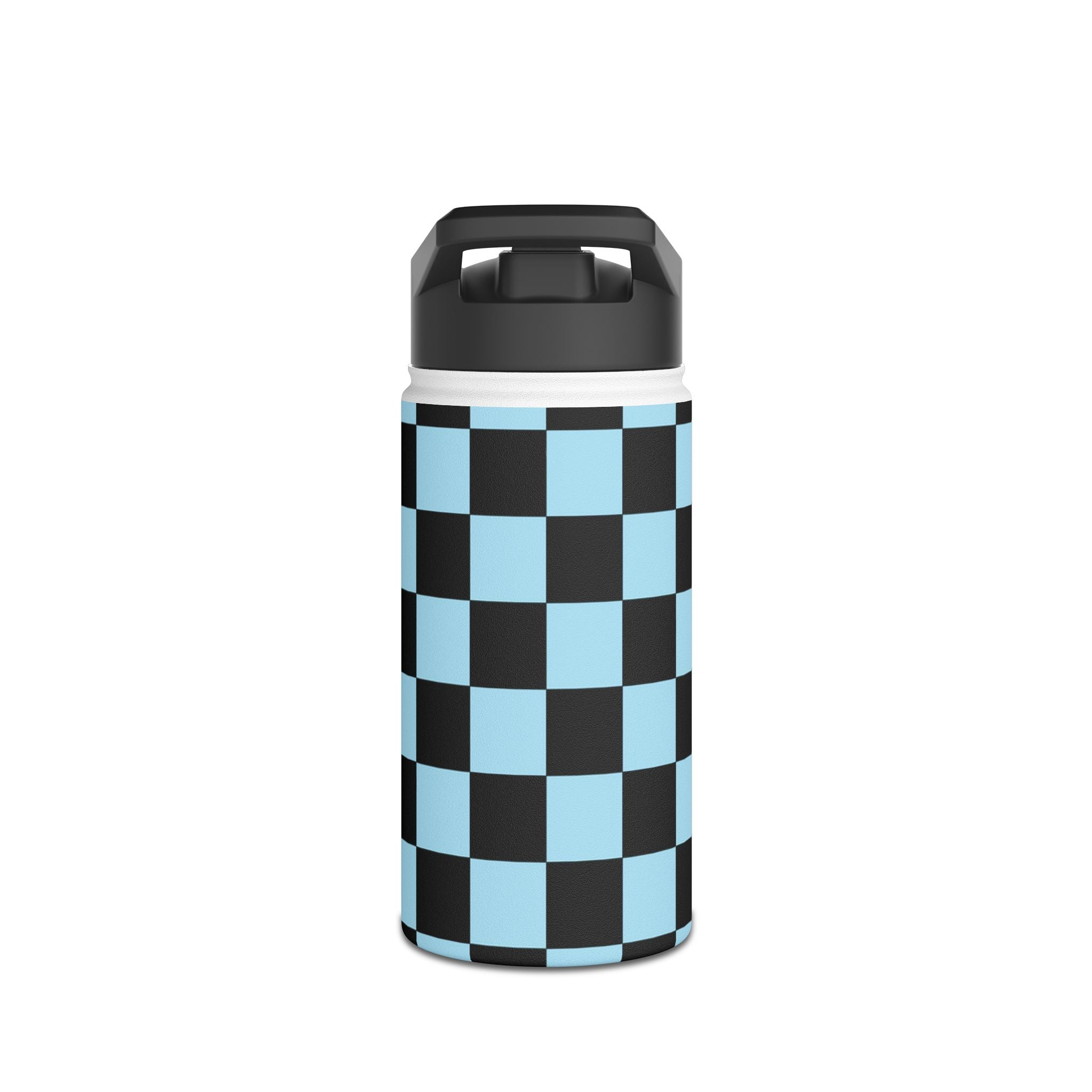 Checkerboard Black and Blue Stainless Steel Water Bottle, Standard Lid, Artsulli - Art is Long, Life is Short, Mug, , , , , , , 