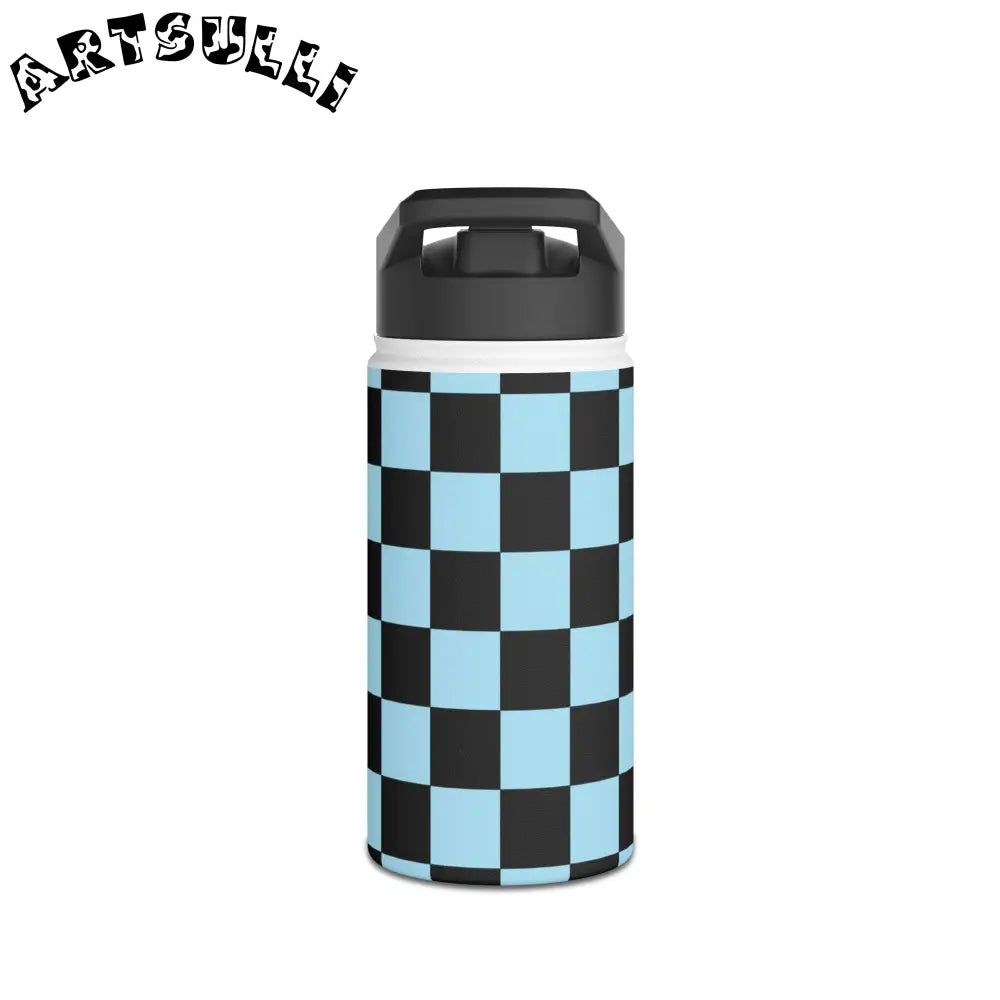 JAKKOUTTHEBXX Checkerboard Black and Blue Stainless Steel Water