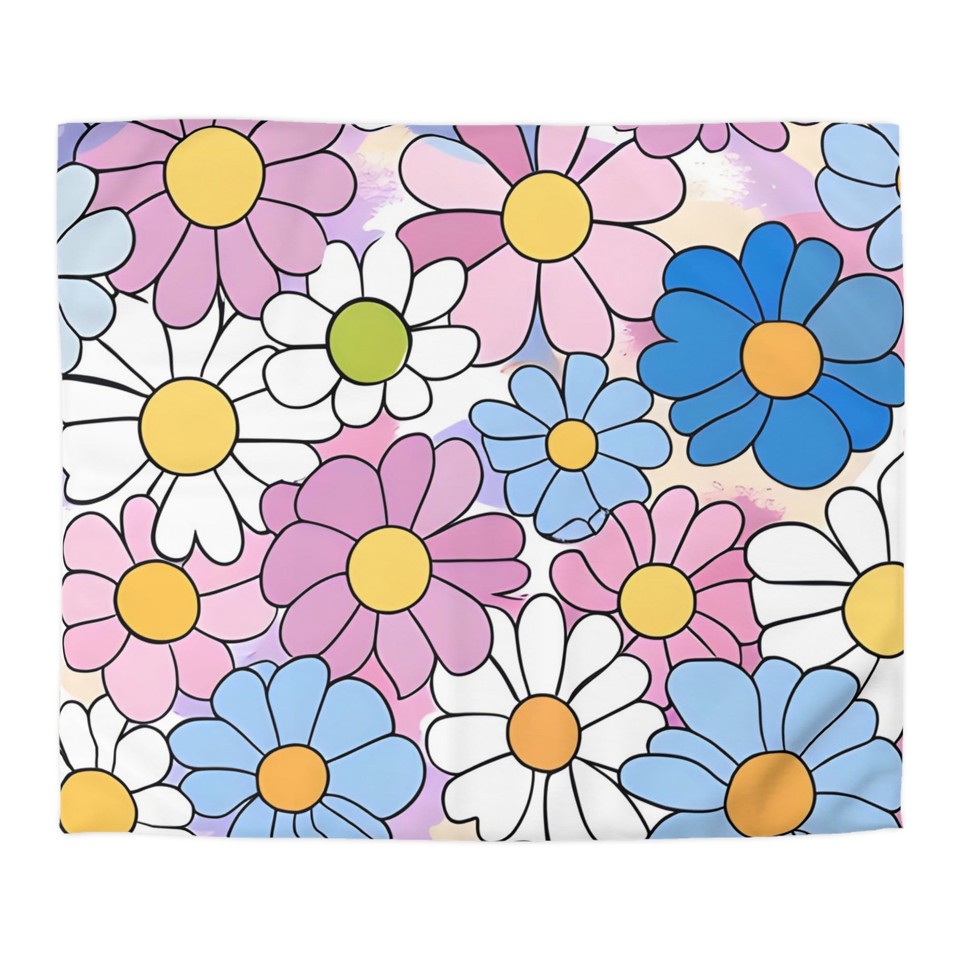 Flower Hour Purple and Blue Microfiber Duvet Cover, Artsulli - Art is Long, Life is Short, Home Decor, Size, King, Color, Cream, , , 52286844325948