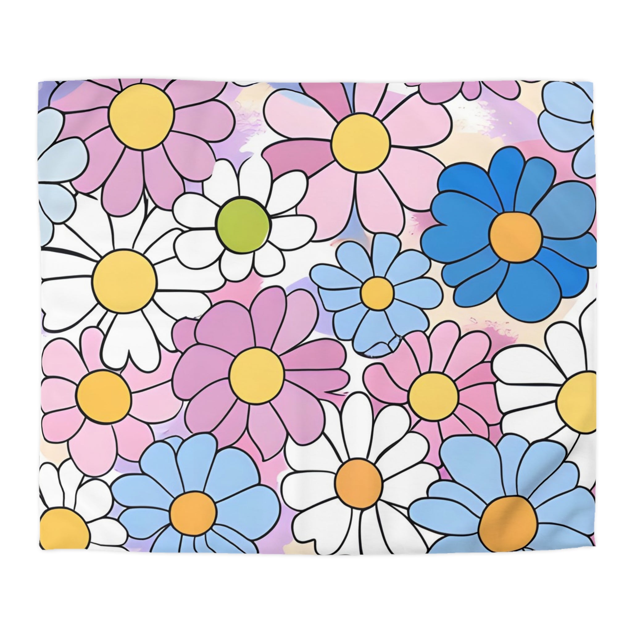 Flower Hour Purple and Blue Microfiber Duvet Cover, Artsulli - Art is Long, Life is Short, Home Decor, Size, King, Color, Cream, , , 52286844325948
