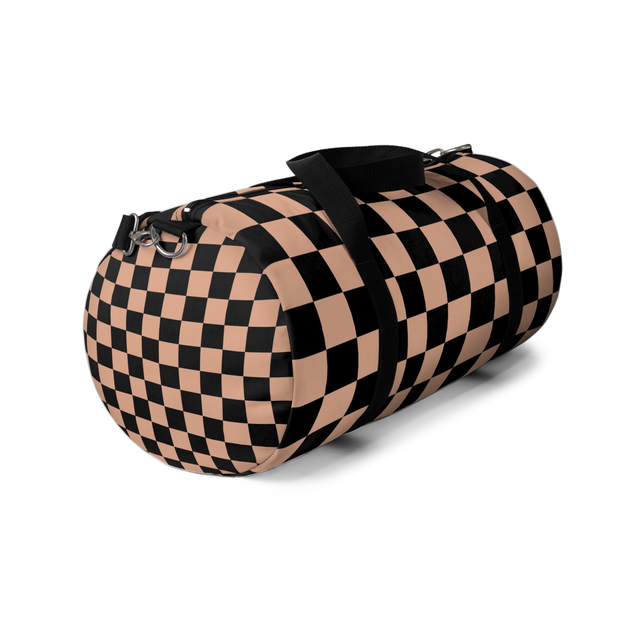 Checkerboard Soft Orange and Black Duffel Bag, Artsulli - Art is Long, Life is Short, Bags, , , , , , , 